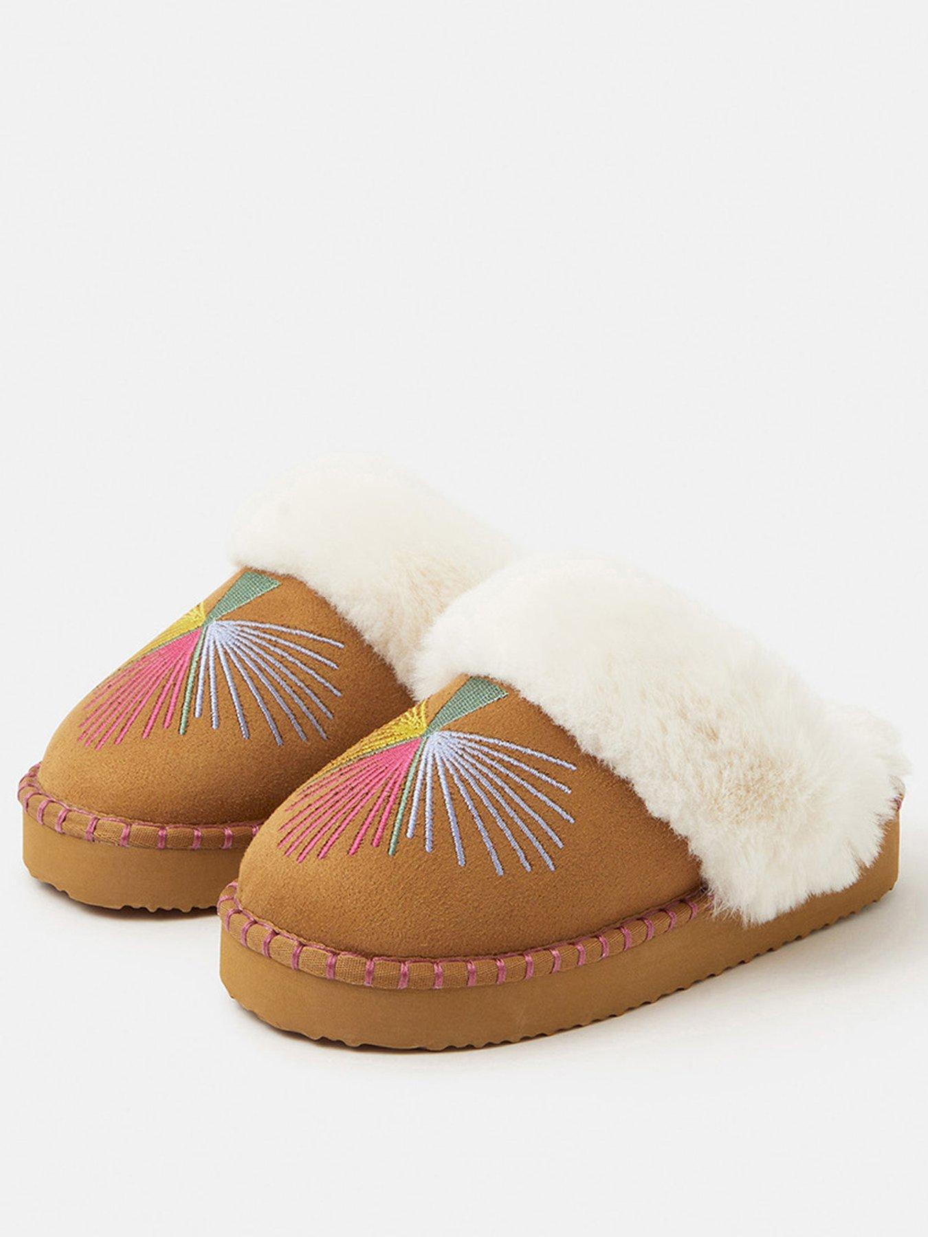 Image 2 of 4 of Accessorize Embroidered Mule Slippers - Multi