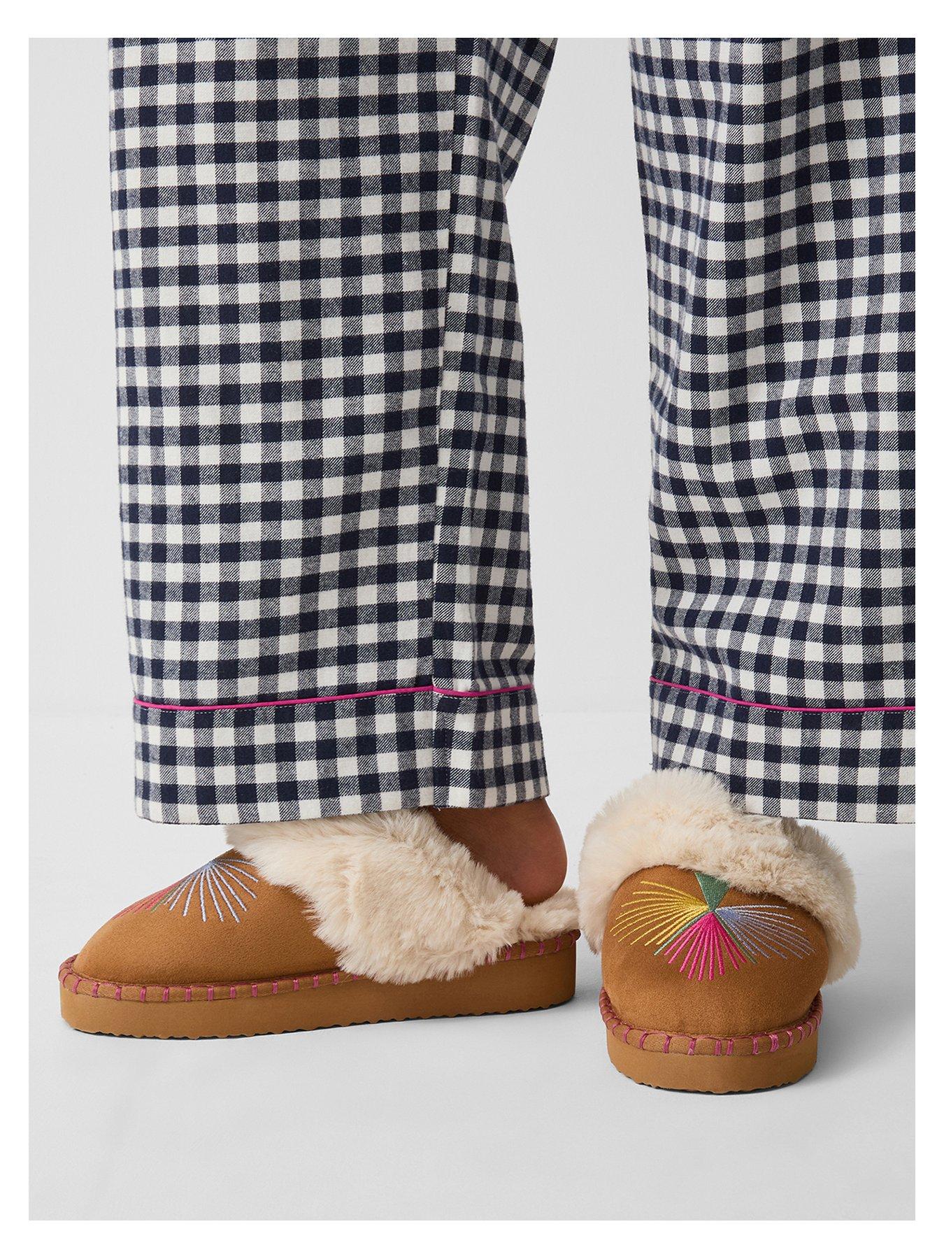 Image 4 of 4 of Accessorize Embroidered Mule Slippers - Multi