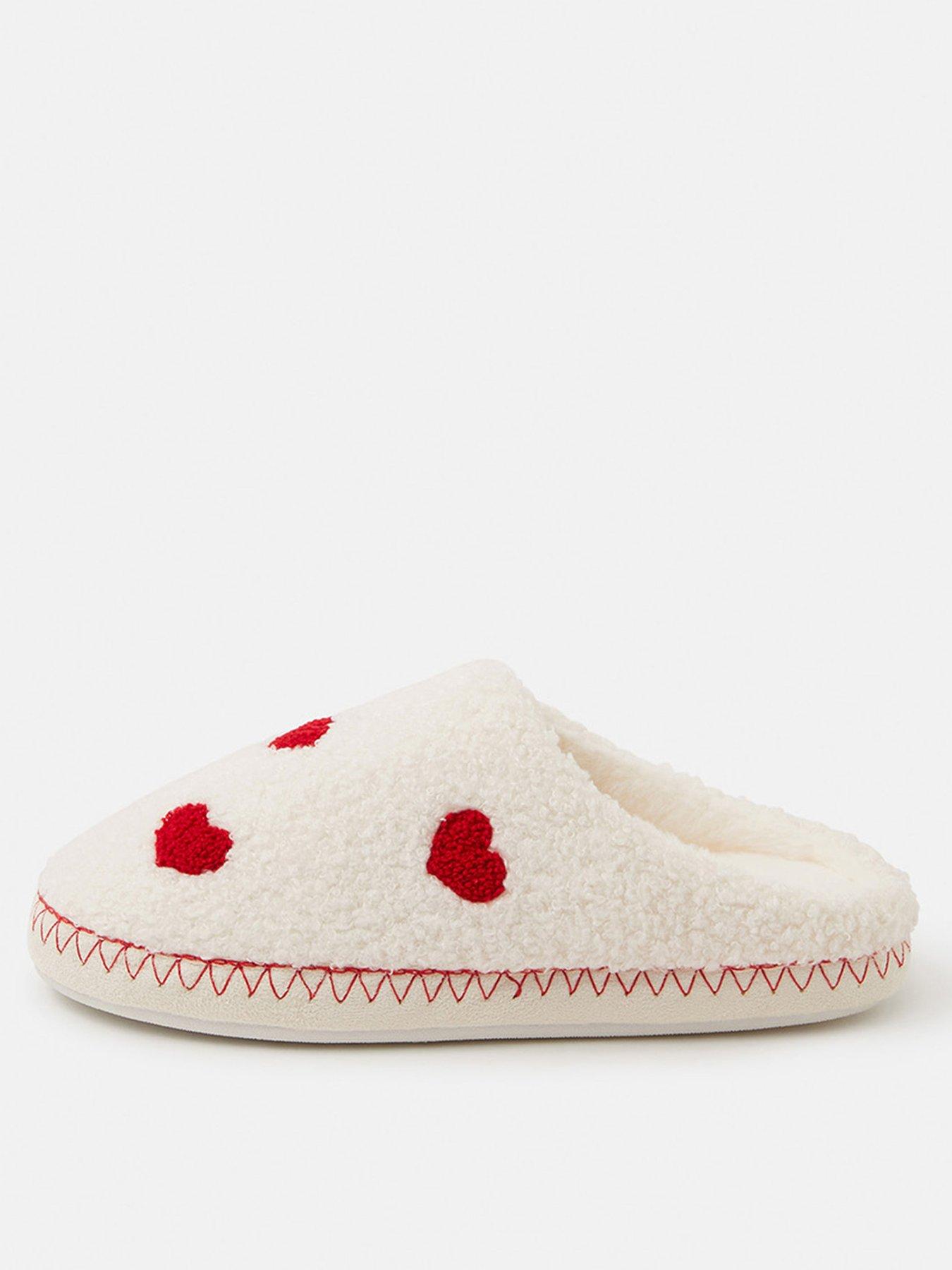 Accessorize Heart Teddy Mule Slippers - Cream