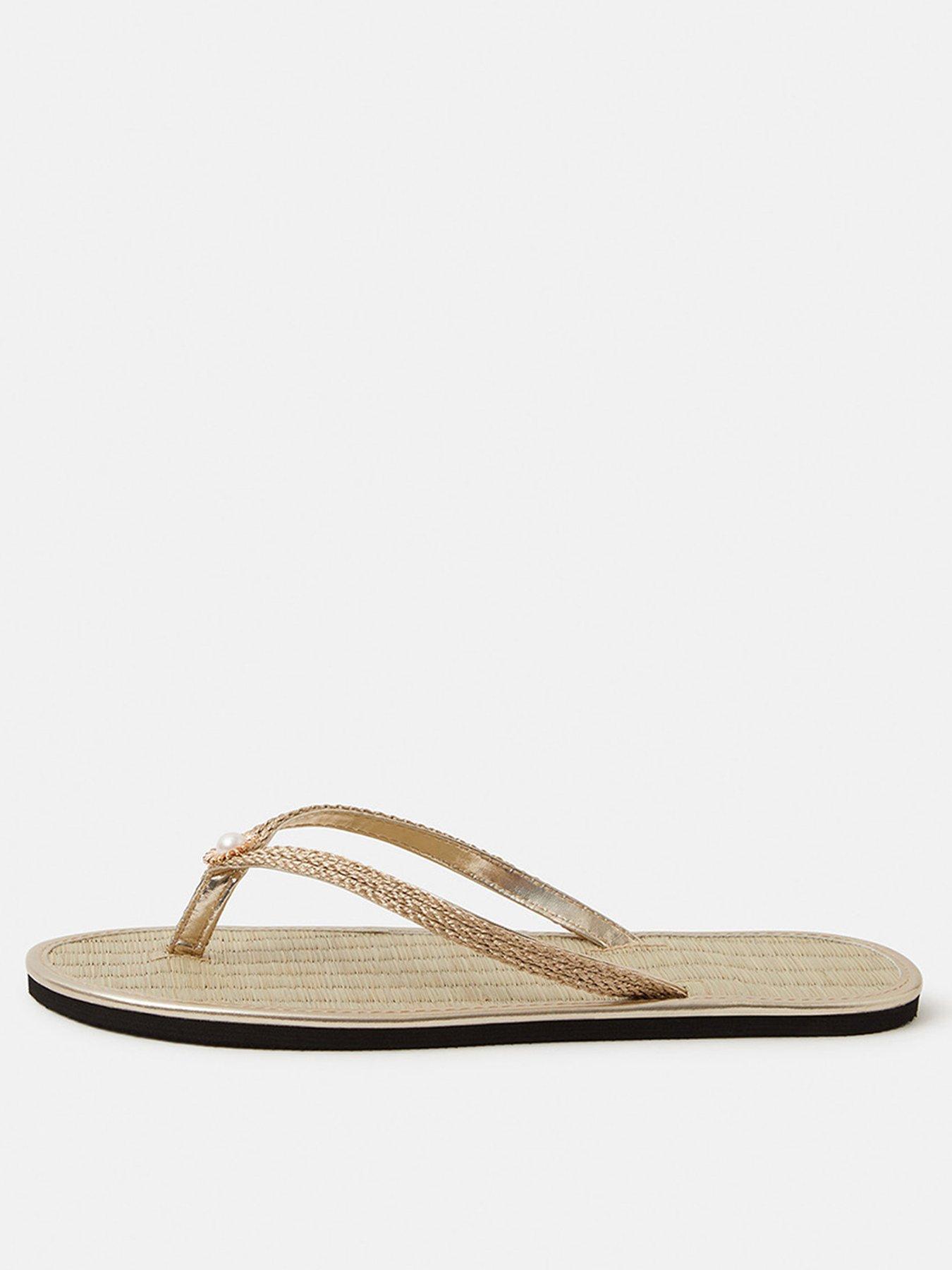  image of accessorize-sun-seagrass-flip-flops-gold