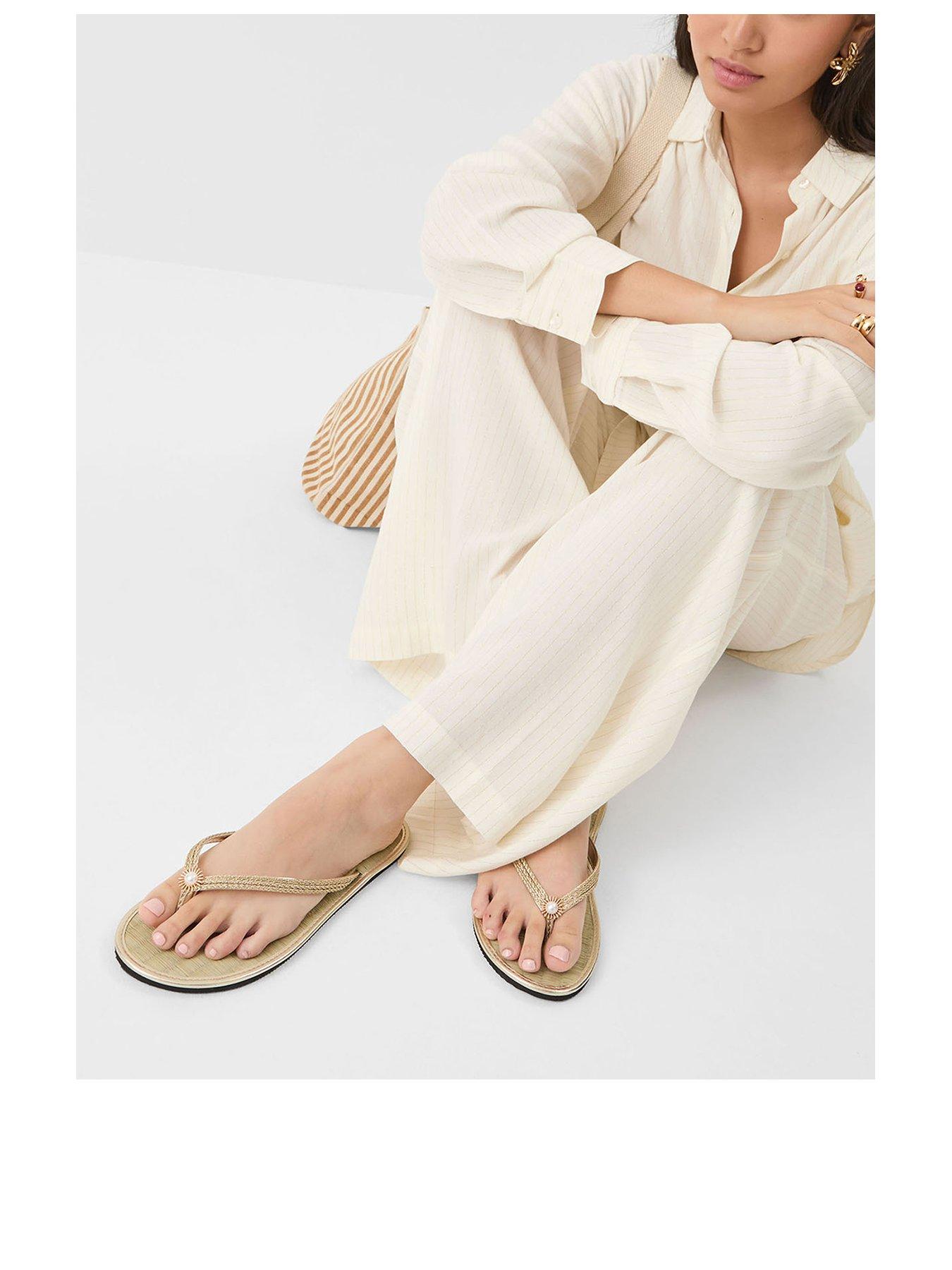  image of accessorize-sun-seagrass-flip-flops-gold