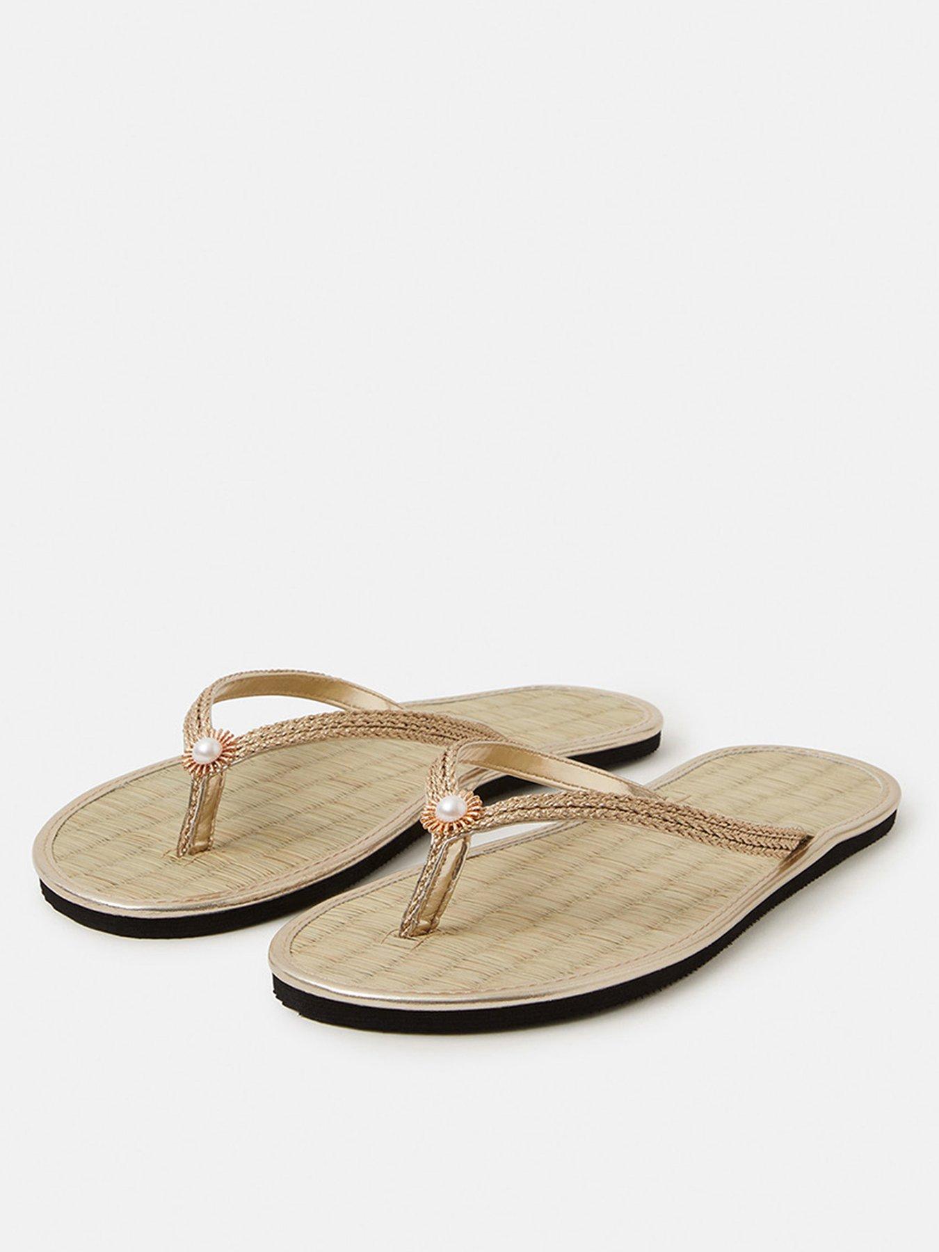  image of accessorize-sun-seagrass-flip-flops-gold