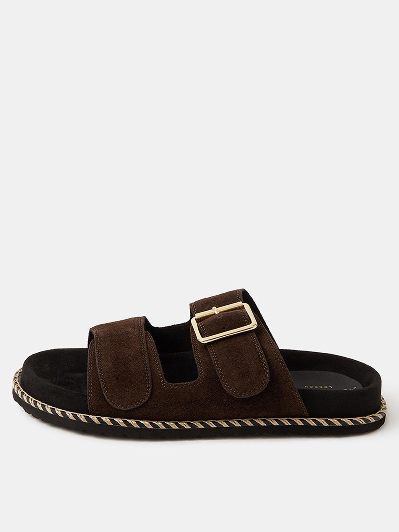  image of accessorize-buckle-strap-footbed-brown