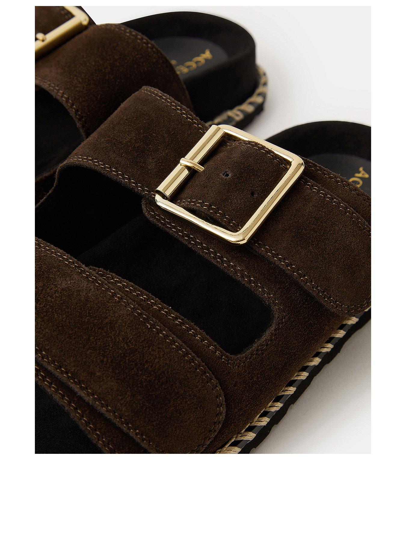  image of accessorize-buckle-strap-footbed-brown