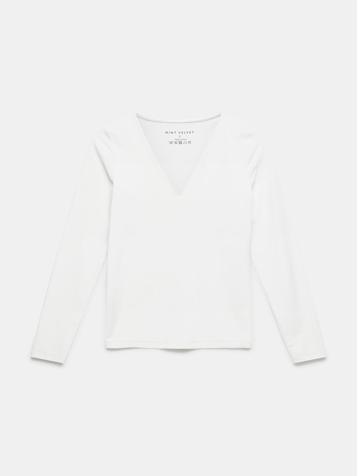 Image 5 of 6 of Mint Velvet V Neck Layering Top - White
