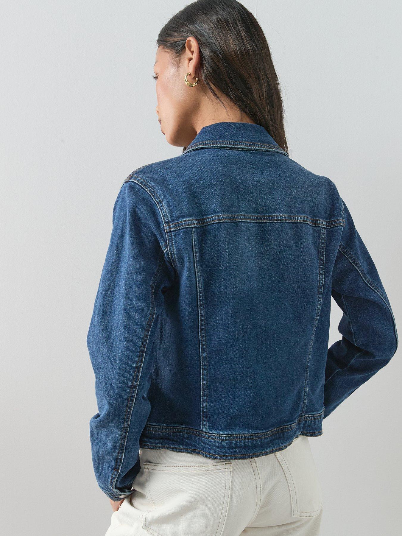  image of the-very-collection-denim-western-jacket-with-stretch-dark-wash