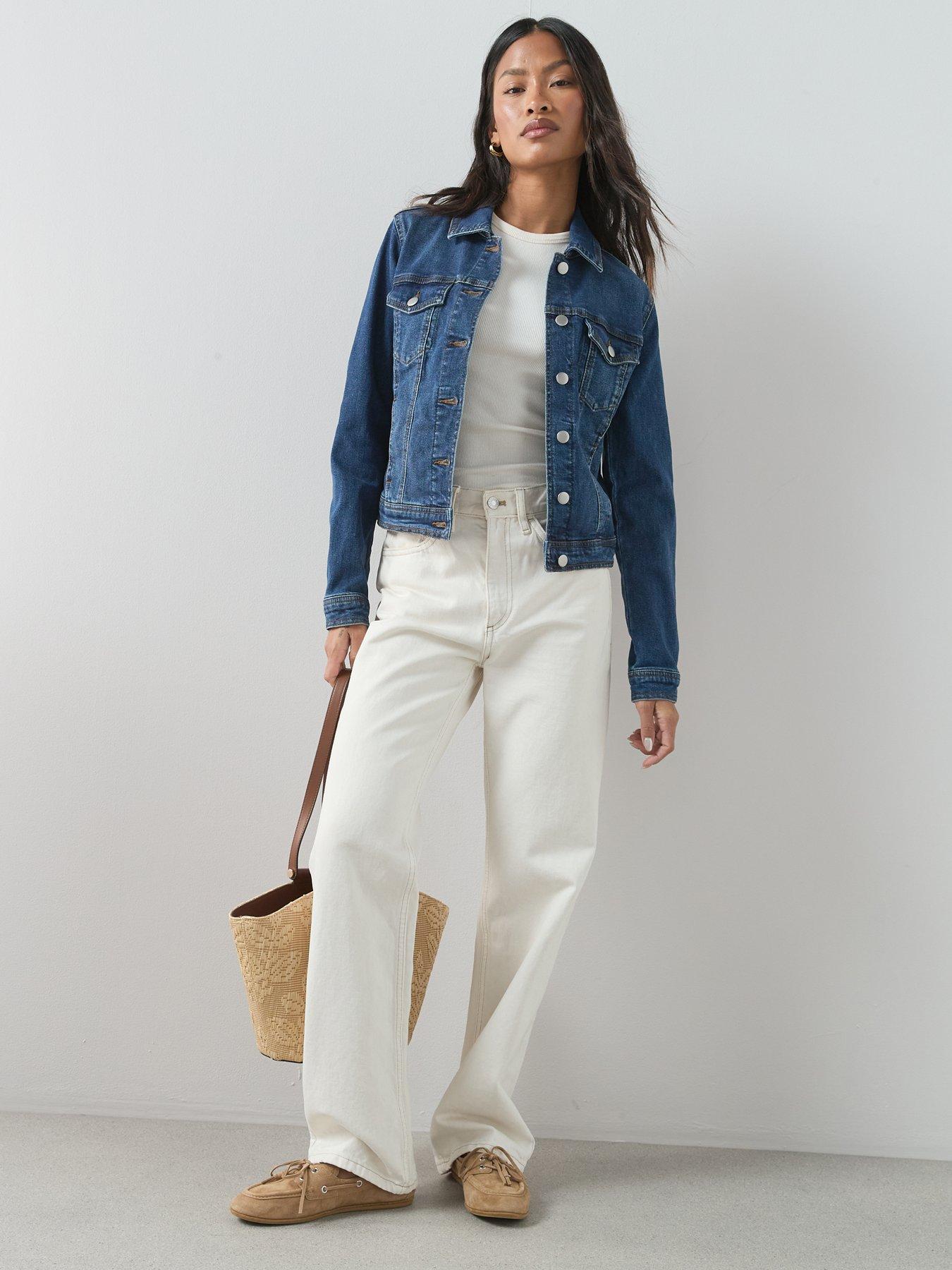  image of the-very-collection-denim-western-jacket-with-stretch-dark-wash