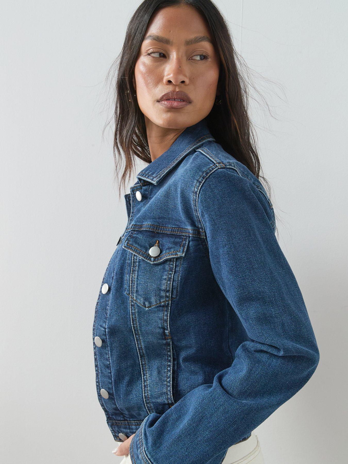 image of the-very-collection-denim-western-jacket-with-stretch-dark-wash