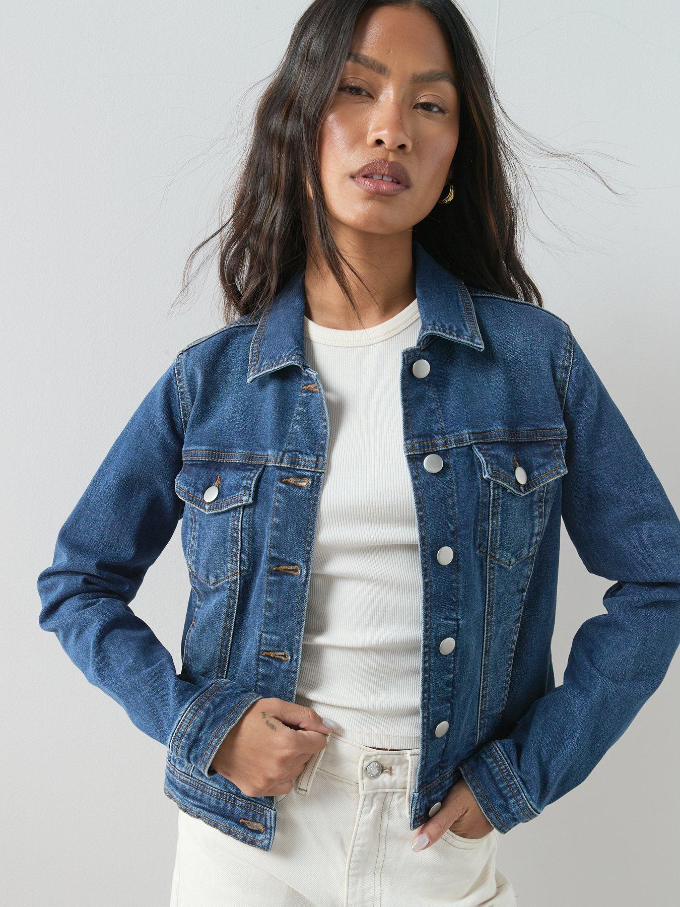  image of the-very-collection-denim-western-jacket-with-stretch-dark-wash