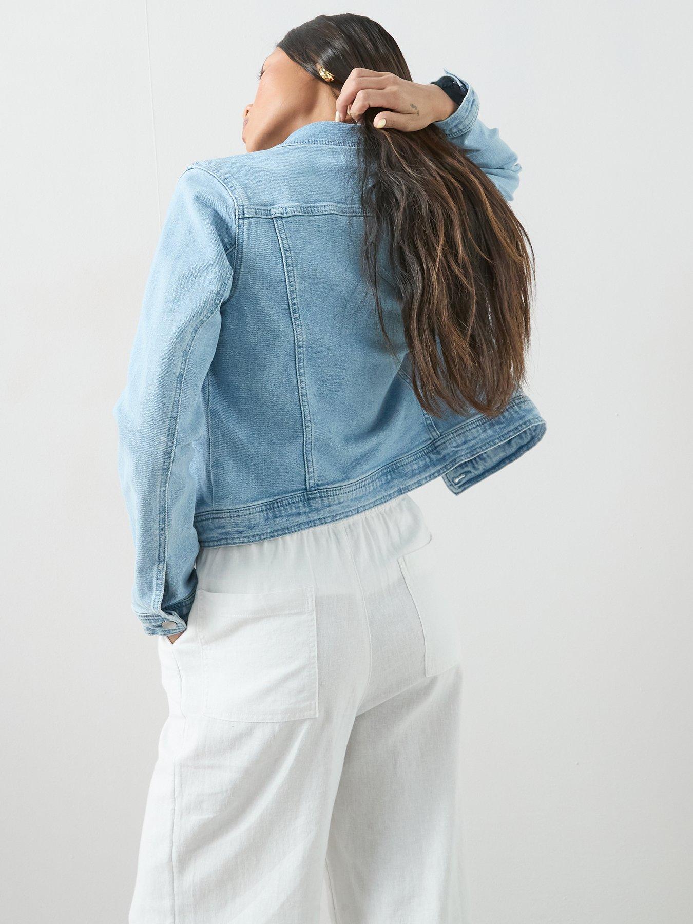 Image 2 of 7 of The Very Collection Denim Western Jacket With Stretch - Light Wash
