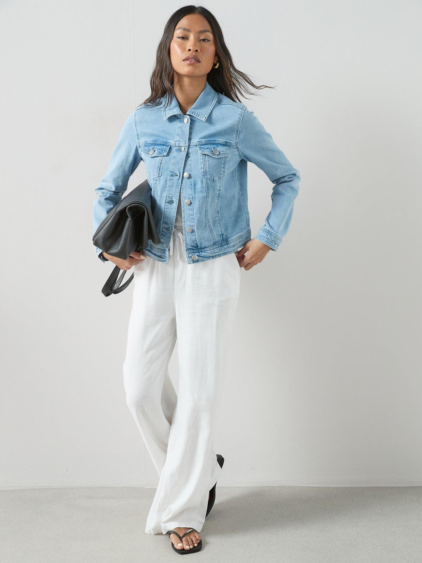 Image 3 of 7 of The Very Collection Denim Western Jacket With Stretch - Light Wash