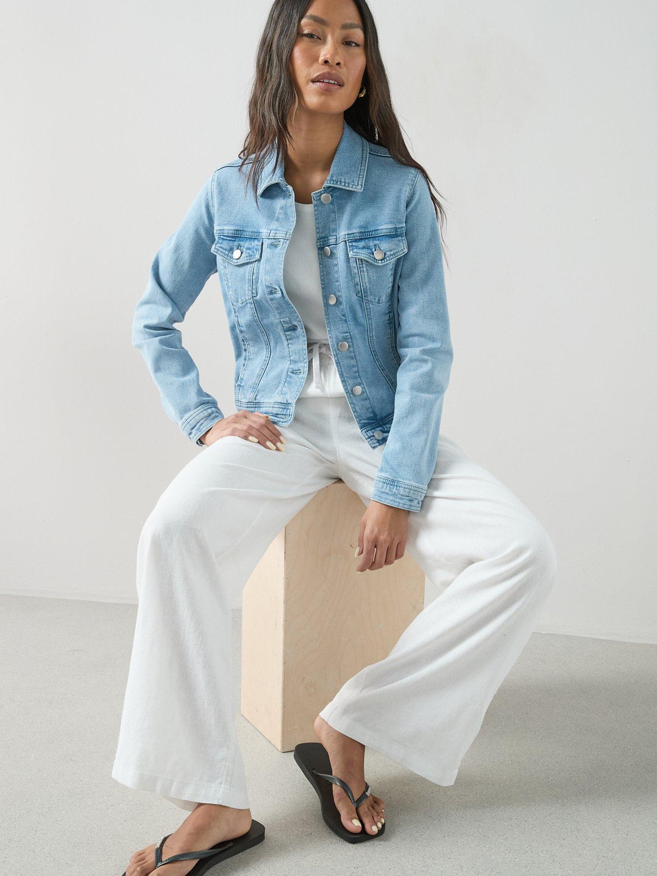 Image 6 of 7 of The Very Collection Denim Western Jacket With Stretch - Light Wash