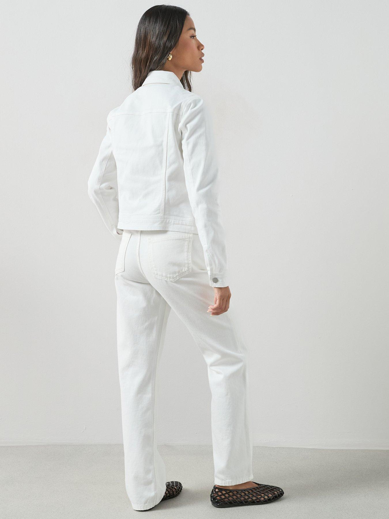 stillFront image of the-very-collection-denim-western-jacket-with-stretch-white