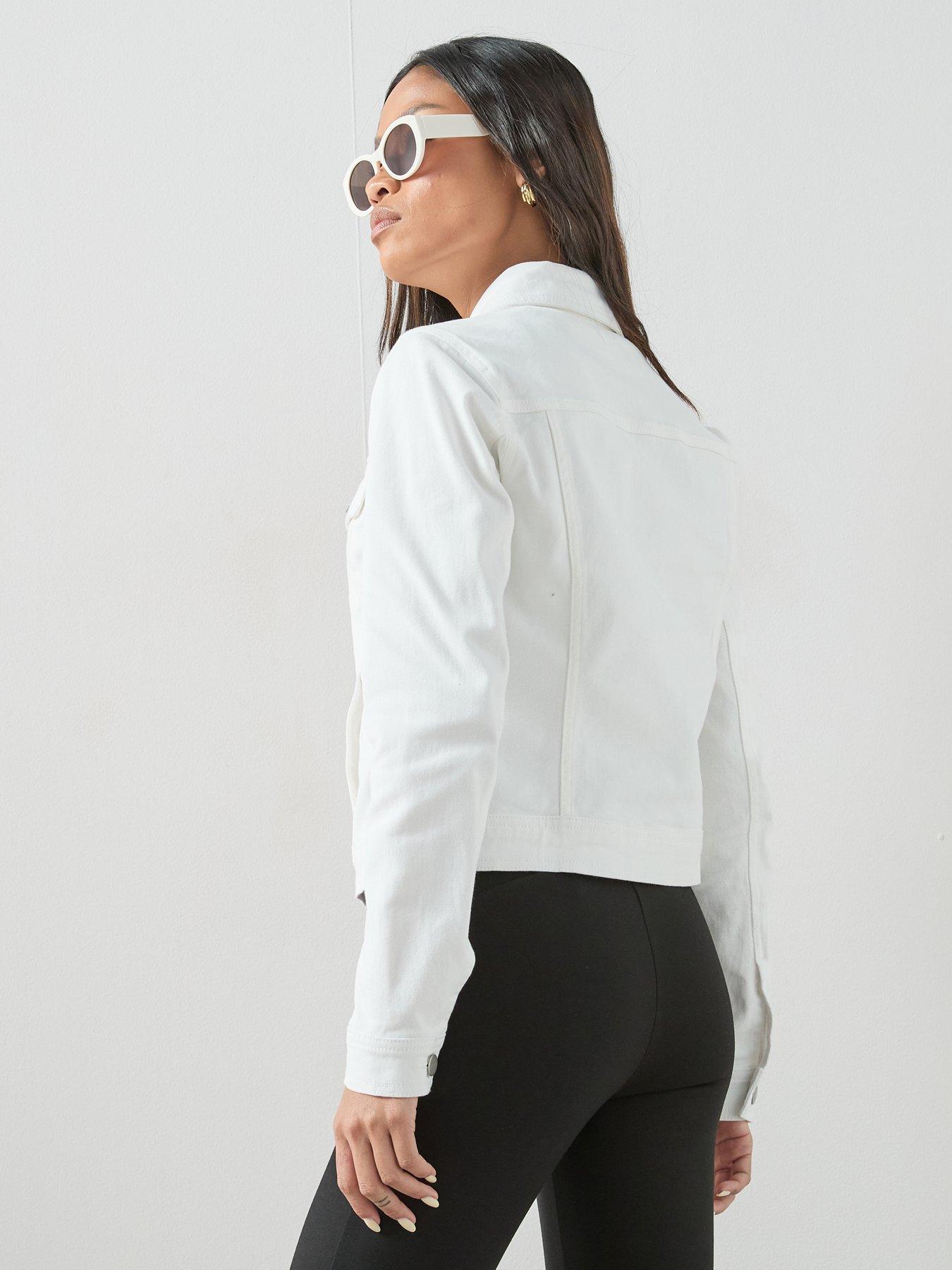  image of the-very-collection-denim-western-jacket-with-stretch-white