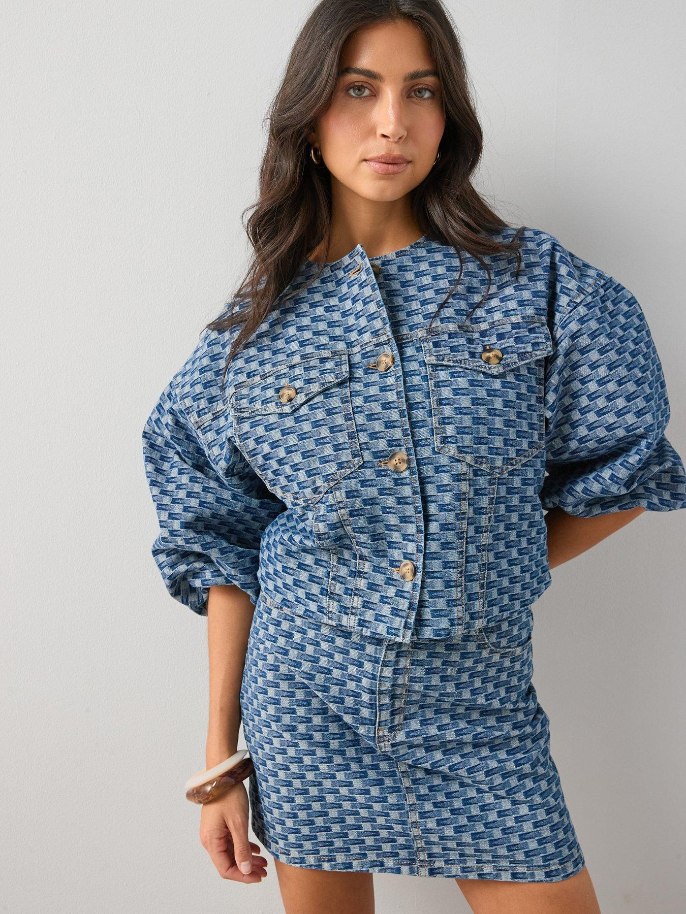 The Very Collection Denim Jacquard Top Co-Ord - Dark Wash