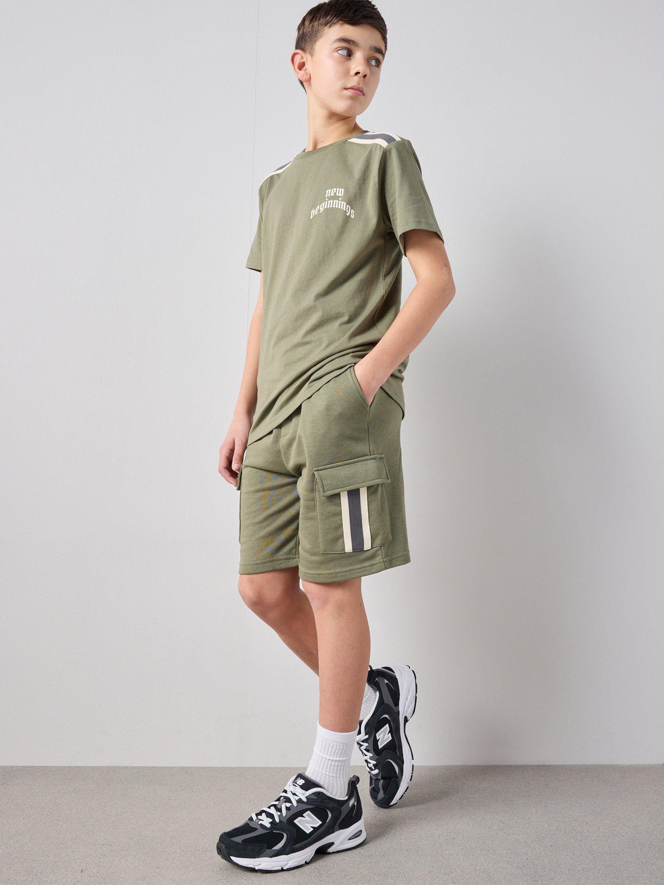 The Very Collection Boys Utility T-Shirt  &  Short Set - Khaki