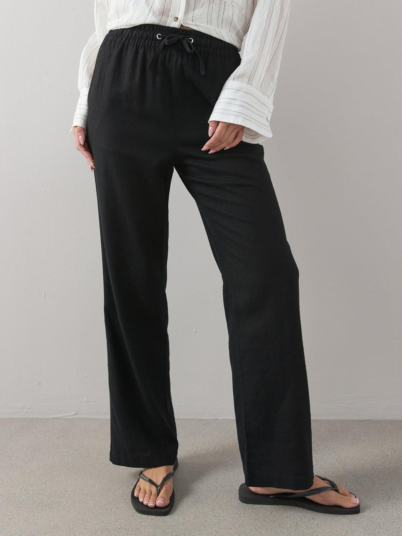 The Very Collection Linen Blend Straight Leg Trouser - Black