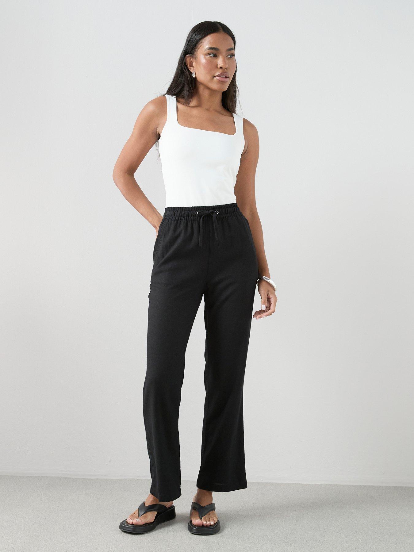 Image 1 of 7 of The Very Collection Linen Blend Straight Leg Trouser - Black