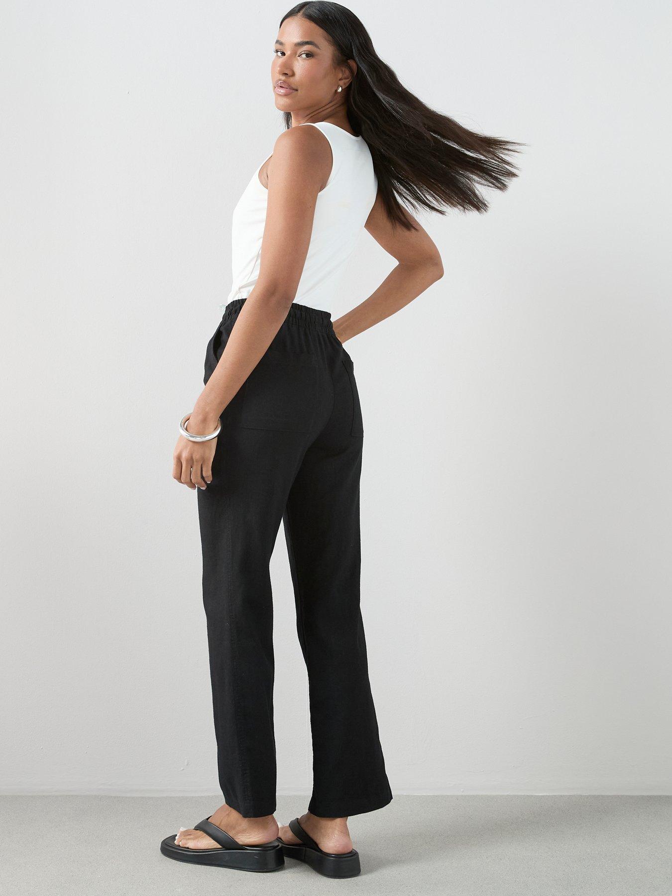 Image 2 of 7 of The Very Collection Linen Blend Straight Leg Trouser - Black