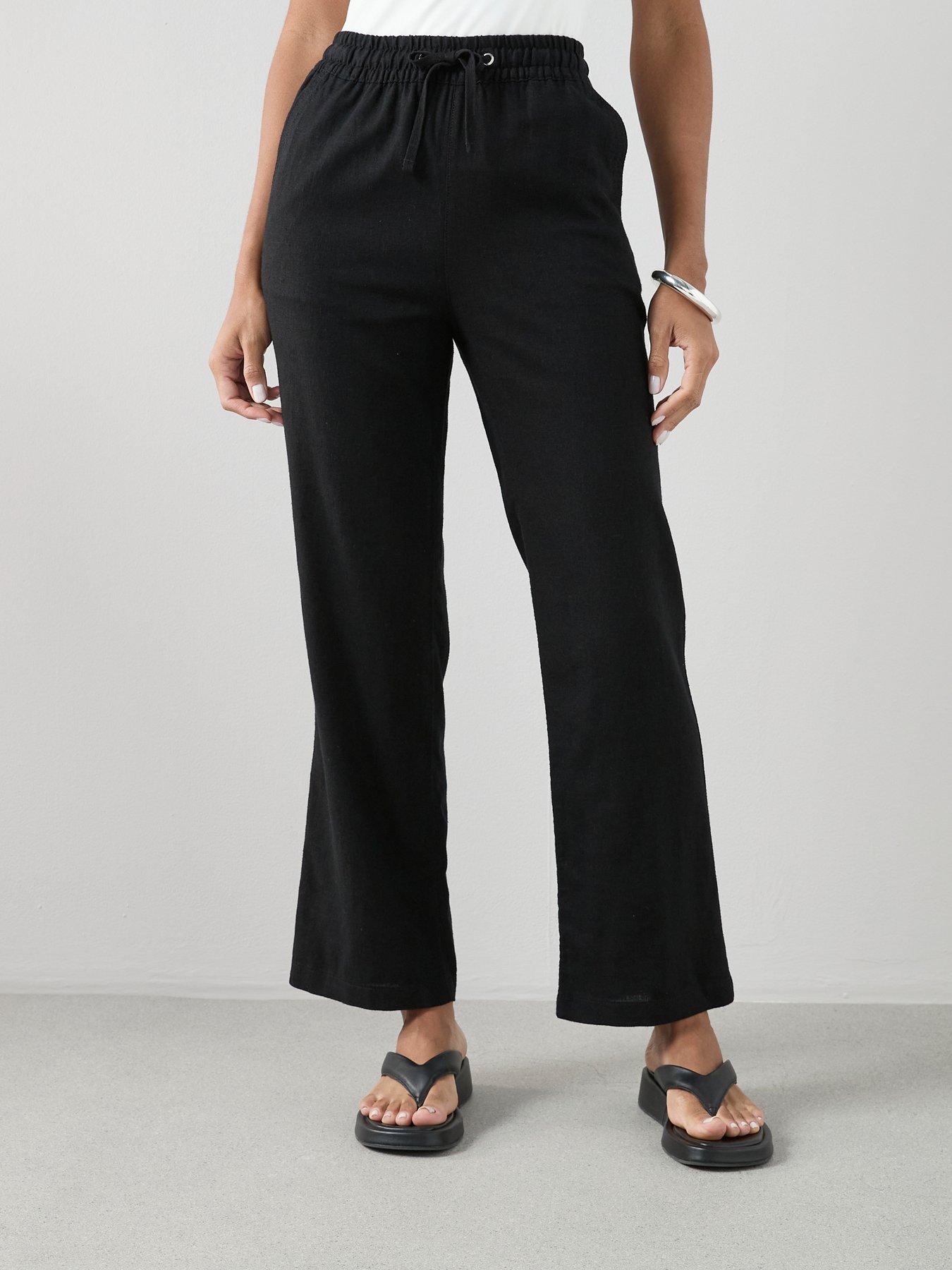 Image 3 of 7 of The Very Collection Linen Blend Straight Leg Trouser - Black