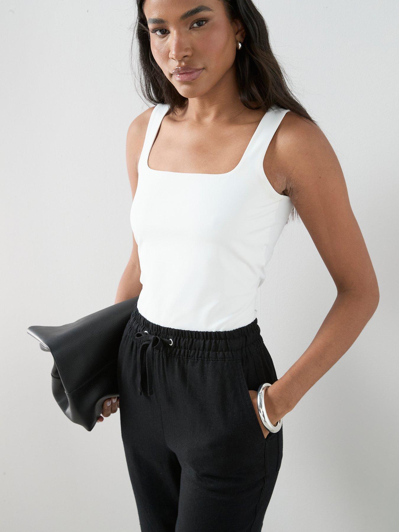 Image 4 of 7 of The Very Collection Linen Blend Straight Leg Trouser - Black