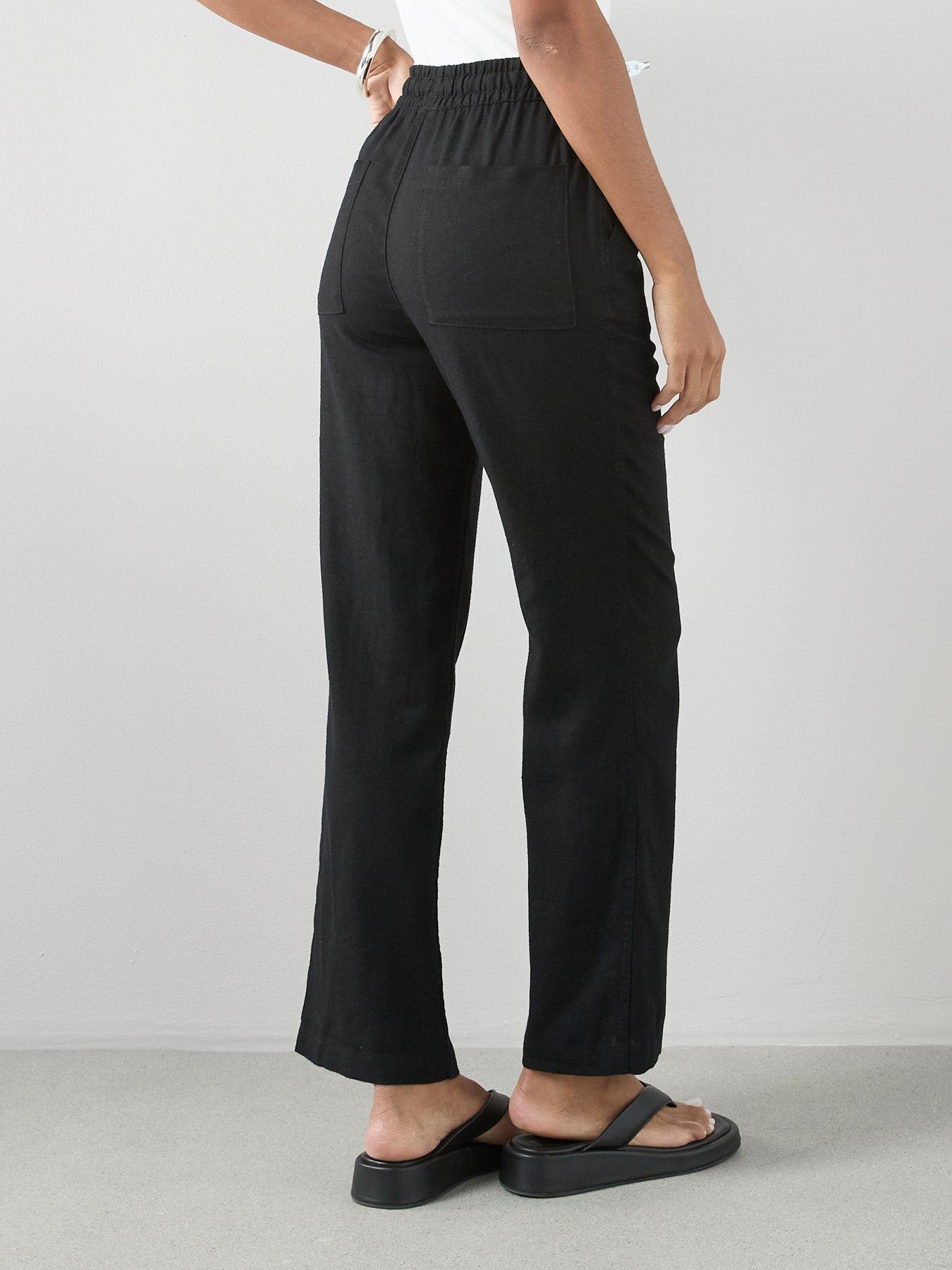 Image 5 of 7 of The Very Collection Linen Blend Straight Leg Trouser - Black