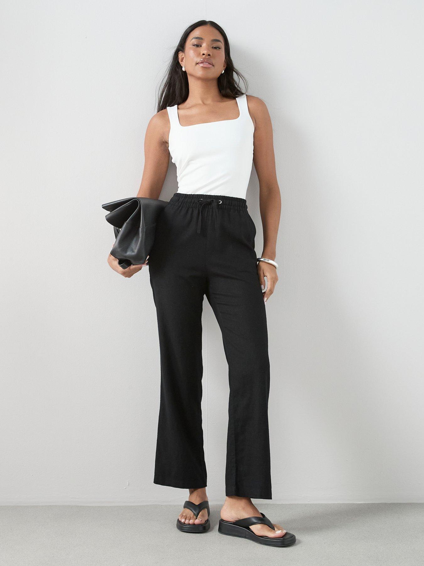 Image 6 of 7 of The Very Collection Linen Blend Straight Leg Trouser - Black