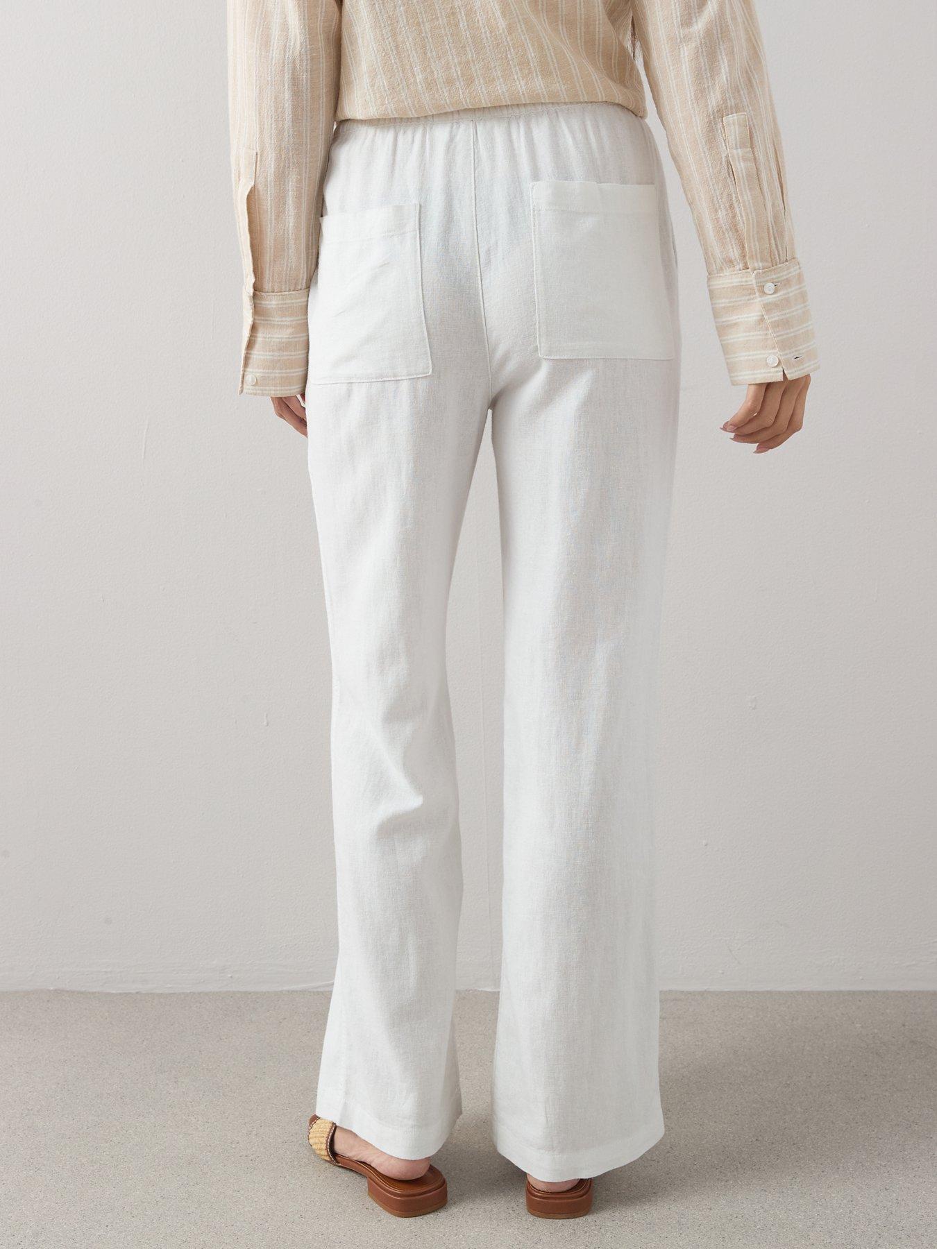 Image 2 of 7 of The Very Collection Linen Blend Straight Leg Trouser - White