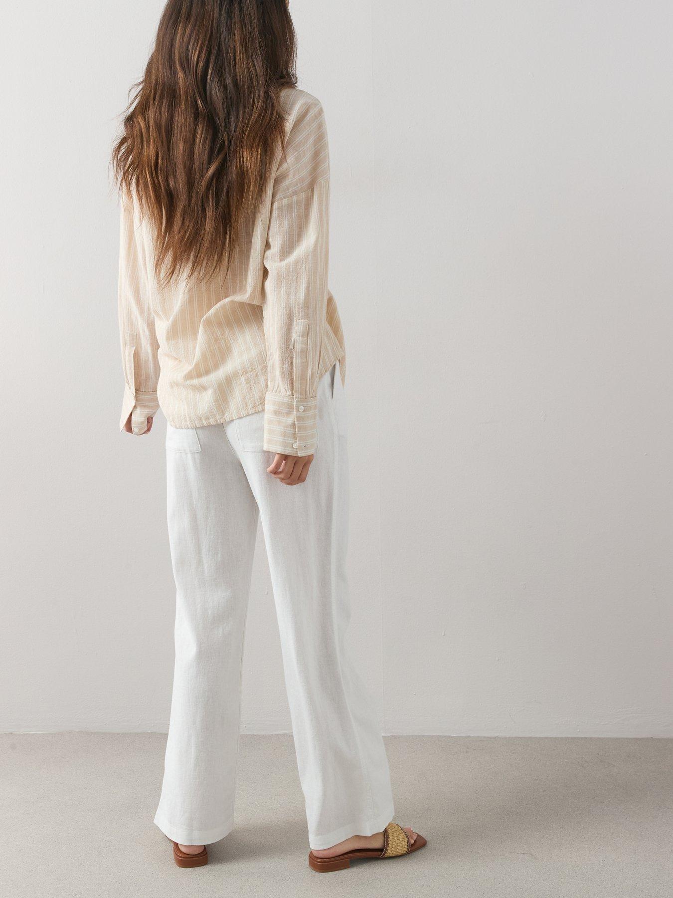 Image 6 of 7 of The Very Collection Linen Blend Straight Leg Trouser - White