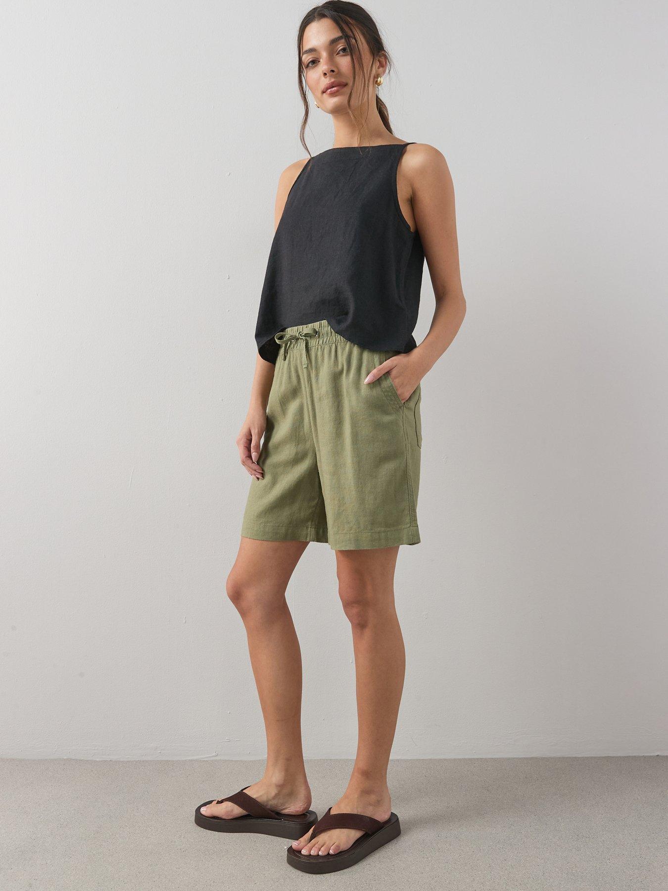 The Very Collection Linen Blend Shorts - Khaki