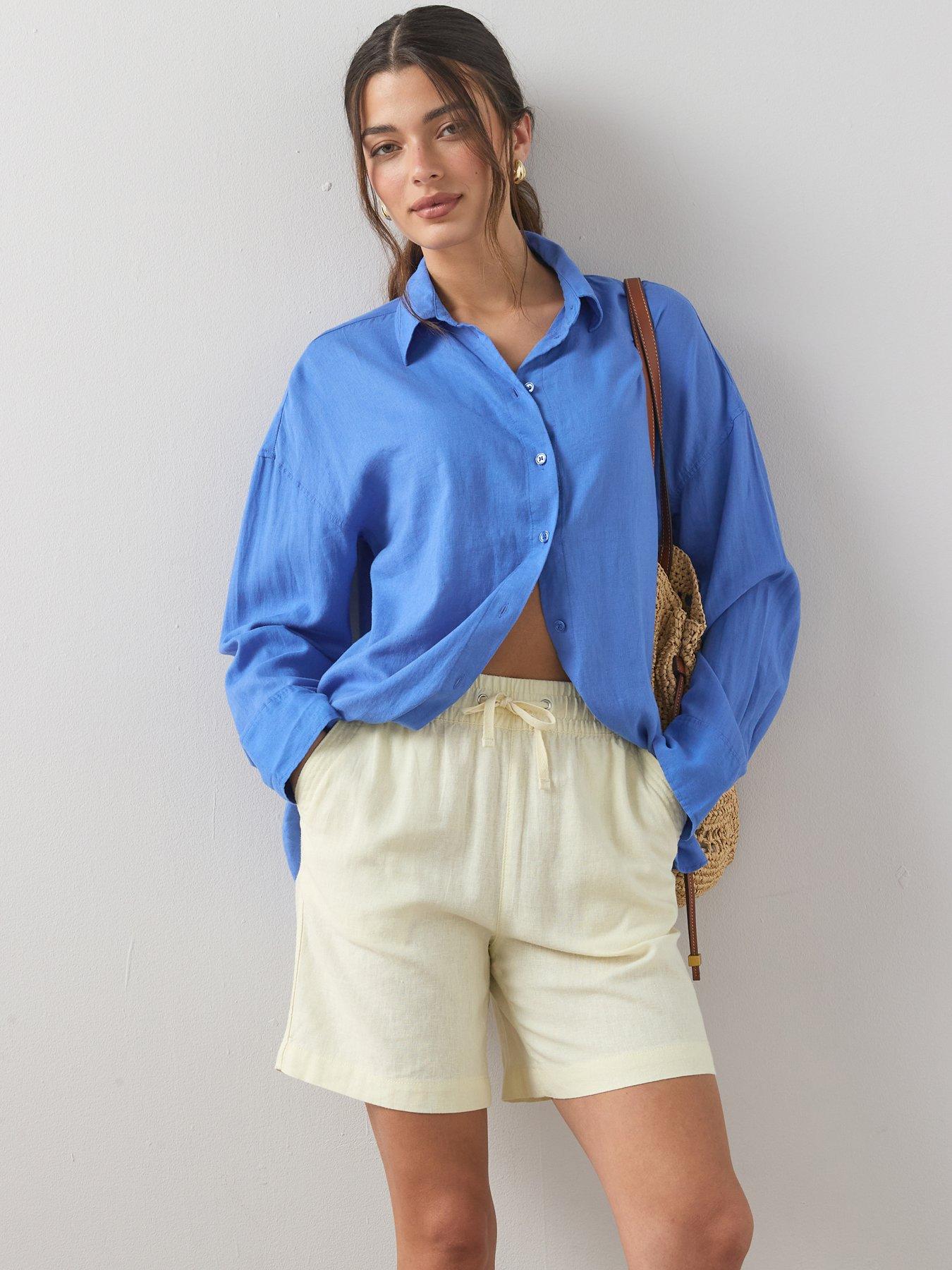 Image 1 of 6 of The Very Collection Linen Blend Shorts - Yellow