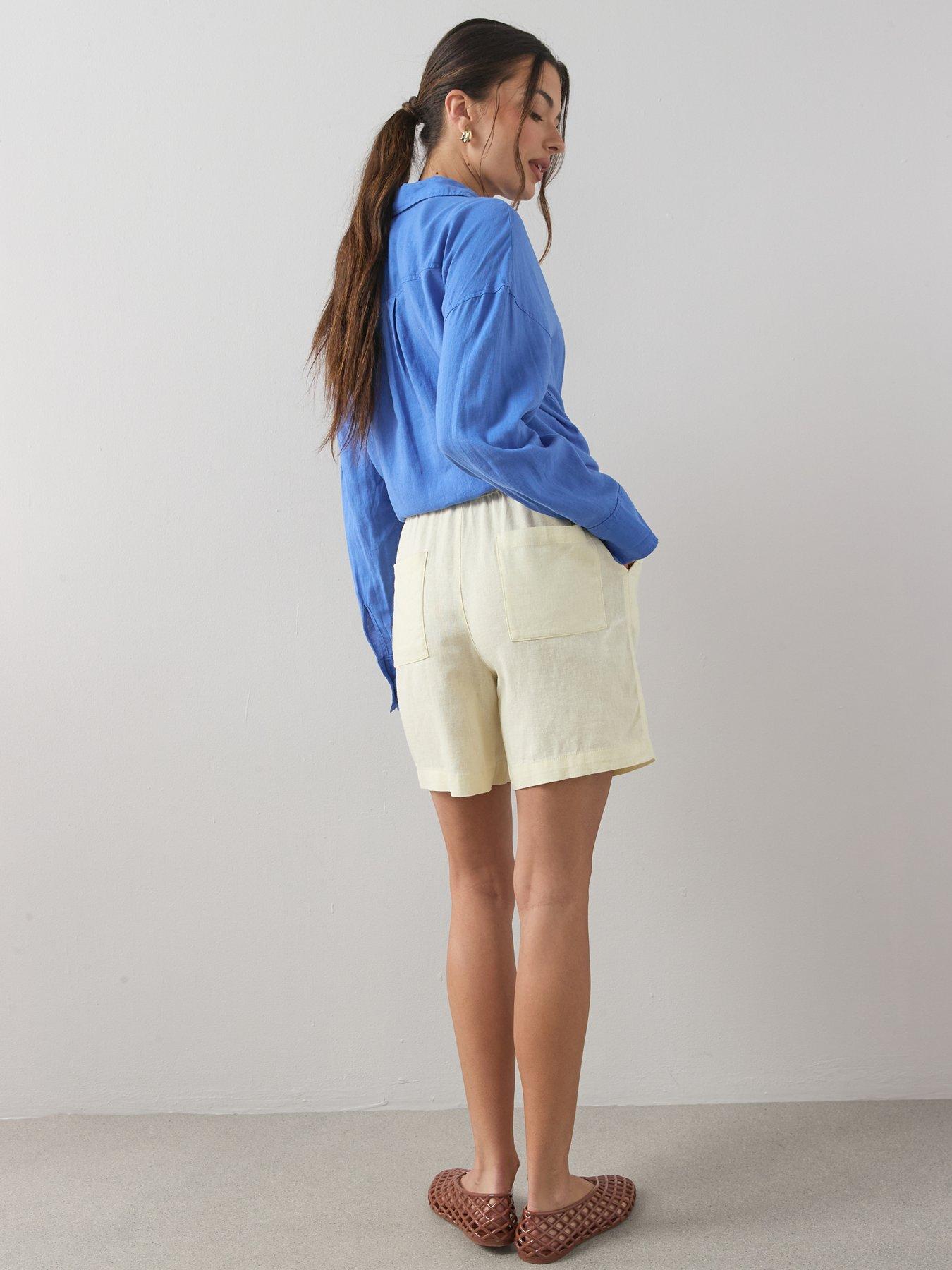 Image 2 of 6 of The Very Collection Linen Blend Shorts - Yellow
