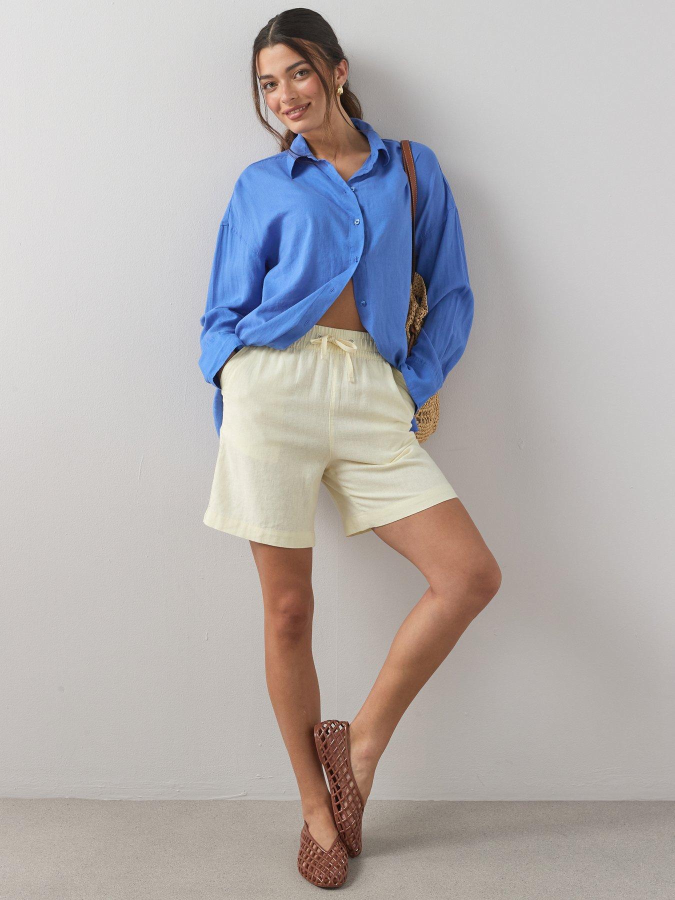 Image 3 of 6 of The Very Collection Linen Blend Shorts - Yellow