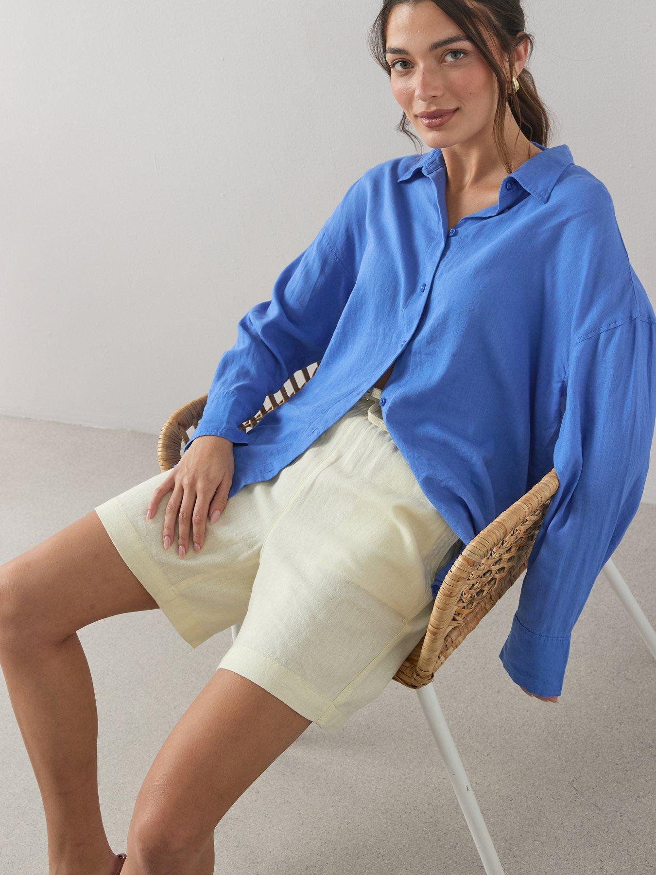 Image 5 of 6 of The Very Collection Linen Blend Shorts - Yellow