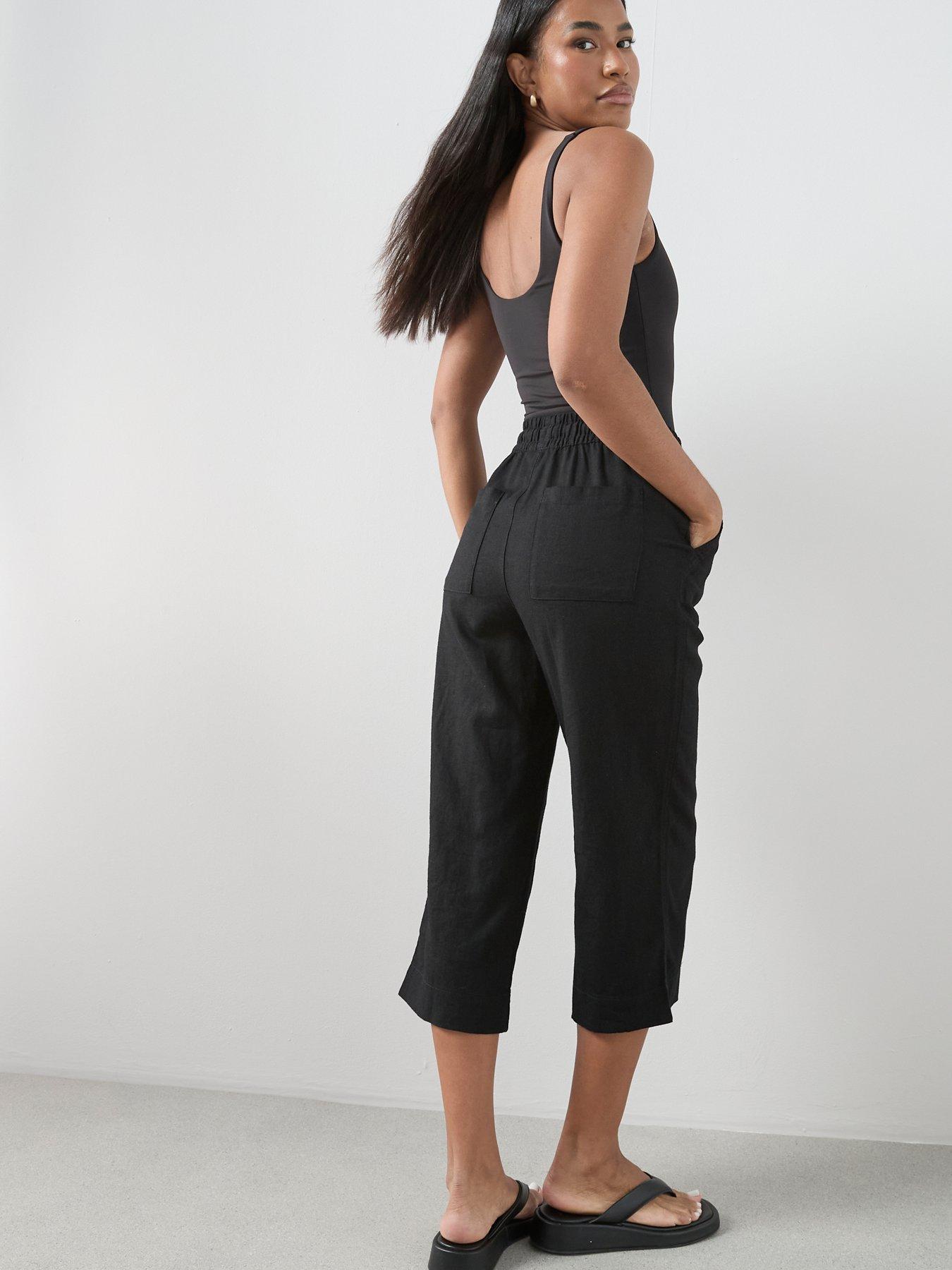 Image 2 of 7 of The Very Collection Linen Blend Cropped Trouser - Black