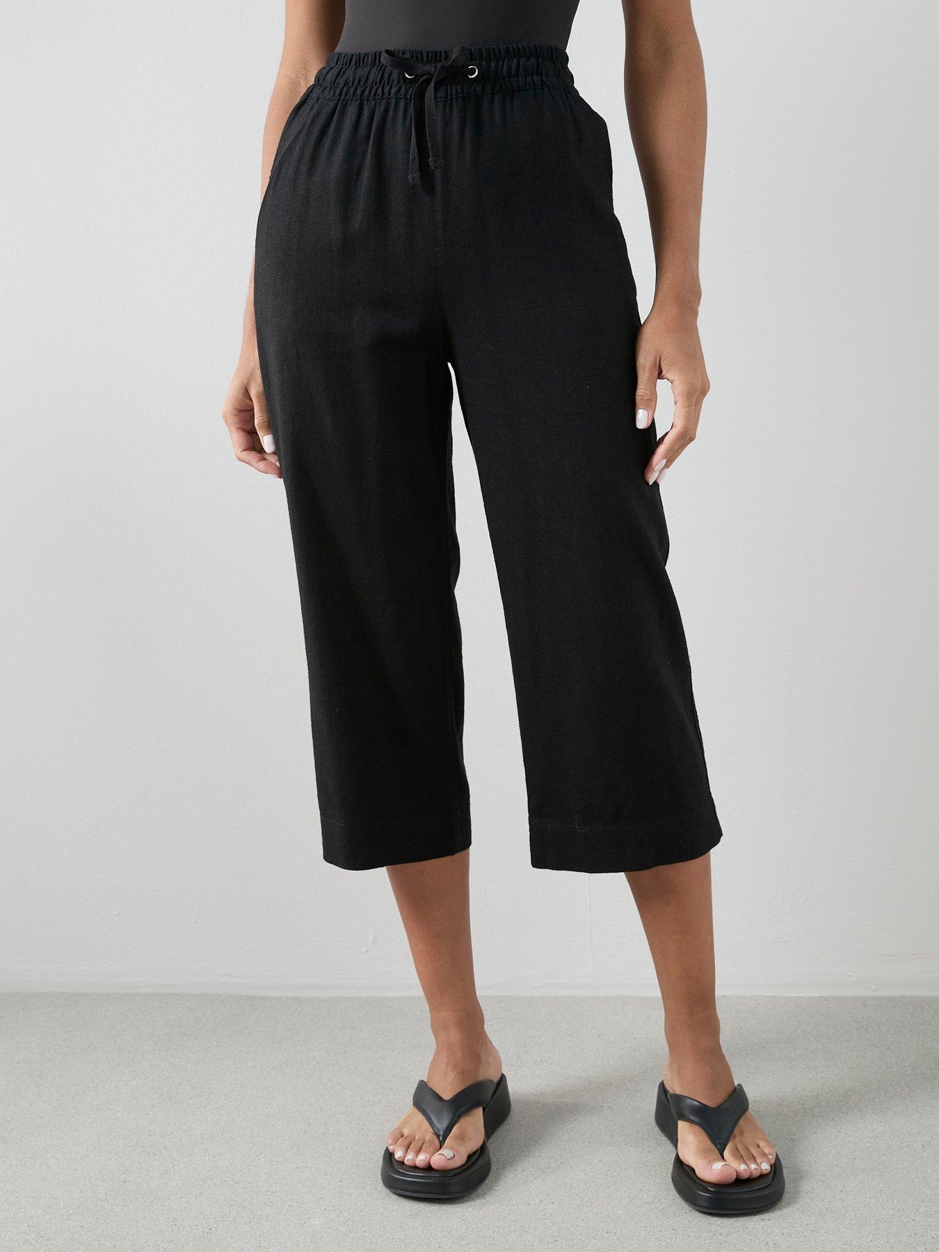 Image 3 of 7 of The Very Collection Linen Blend Cropped Trouser - Black