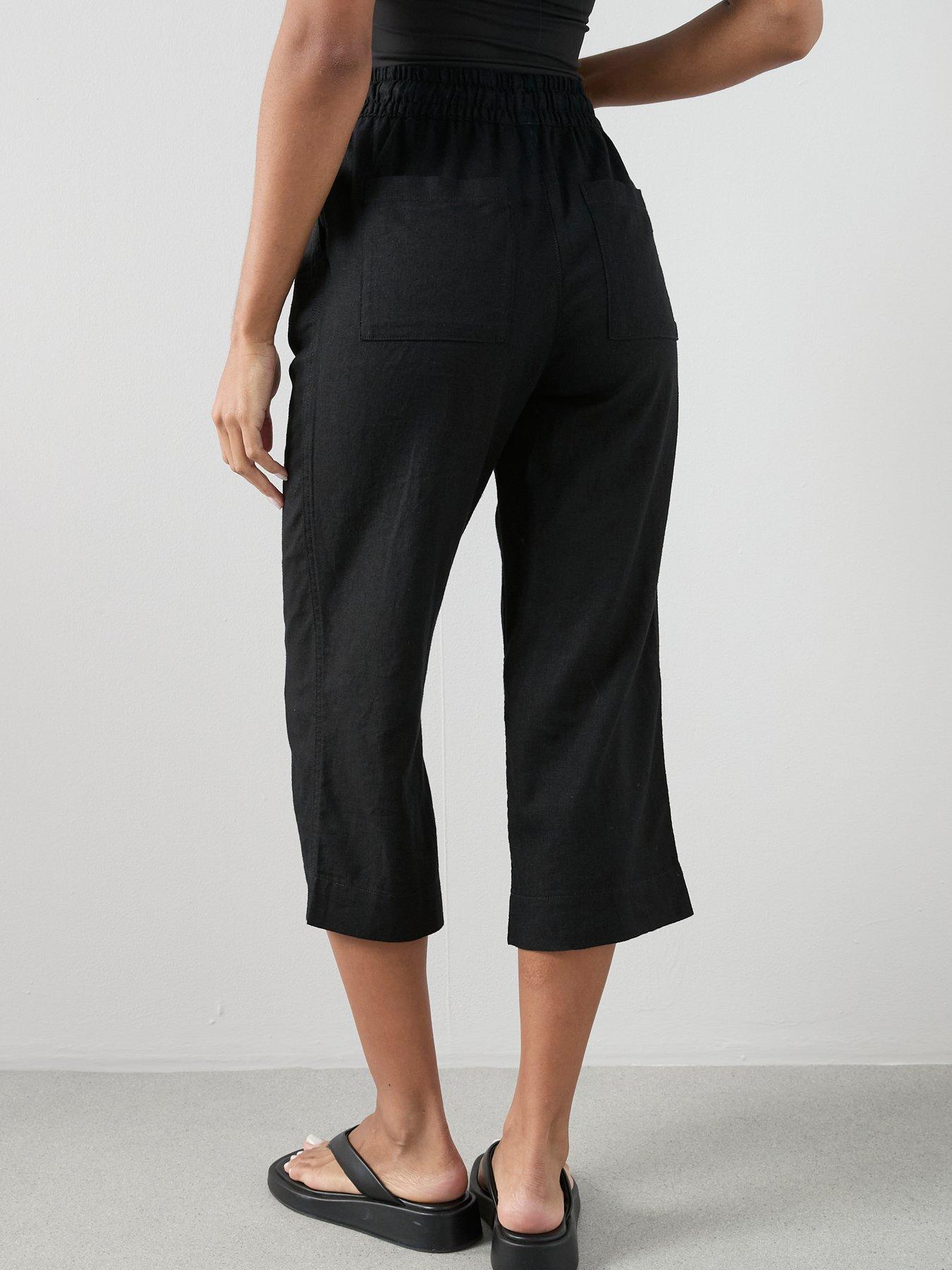 Image 5 of 7 of The Very Collection Linen Blend Cropped Trouser - Black
