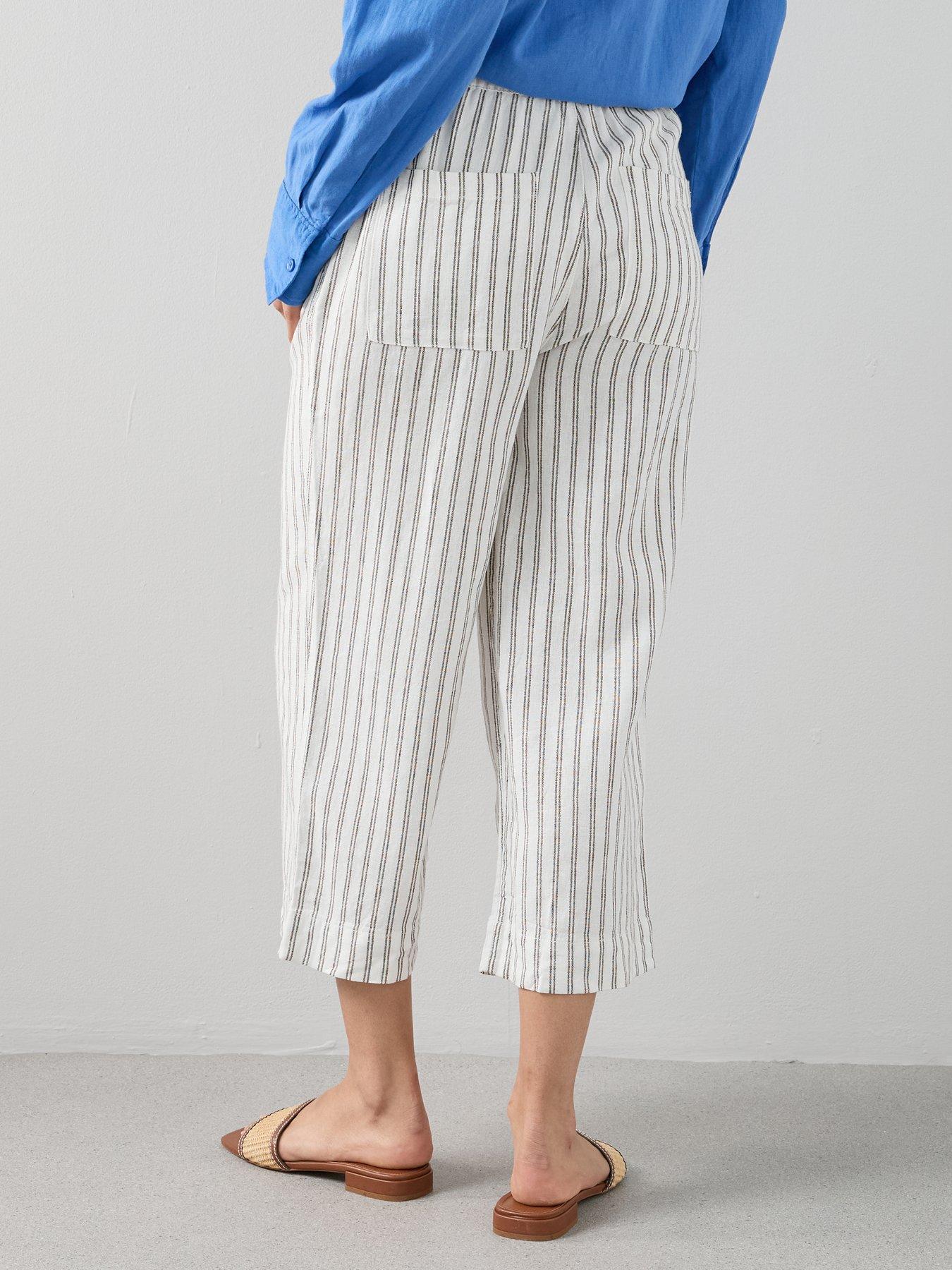 Image 2 of 7 of The Very Collection Linen Blend Cropped Trouser - Stripe