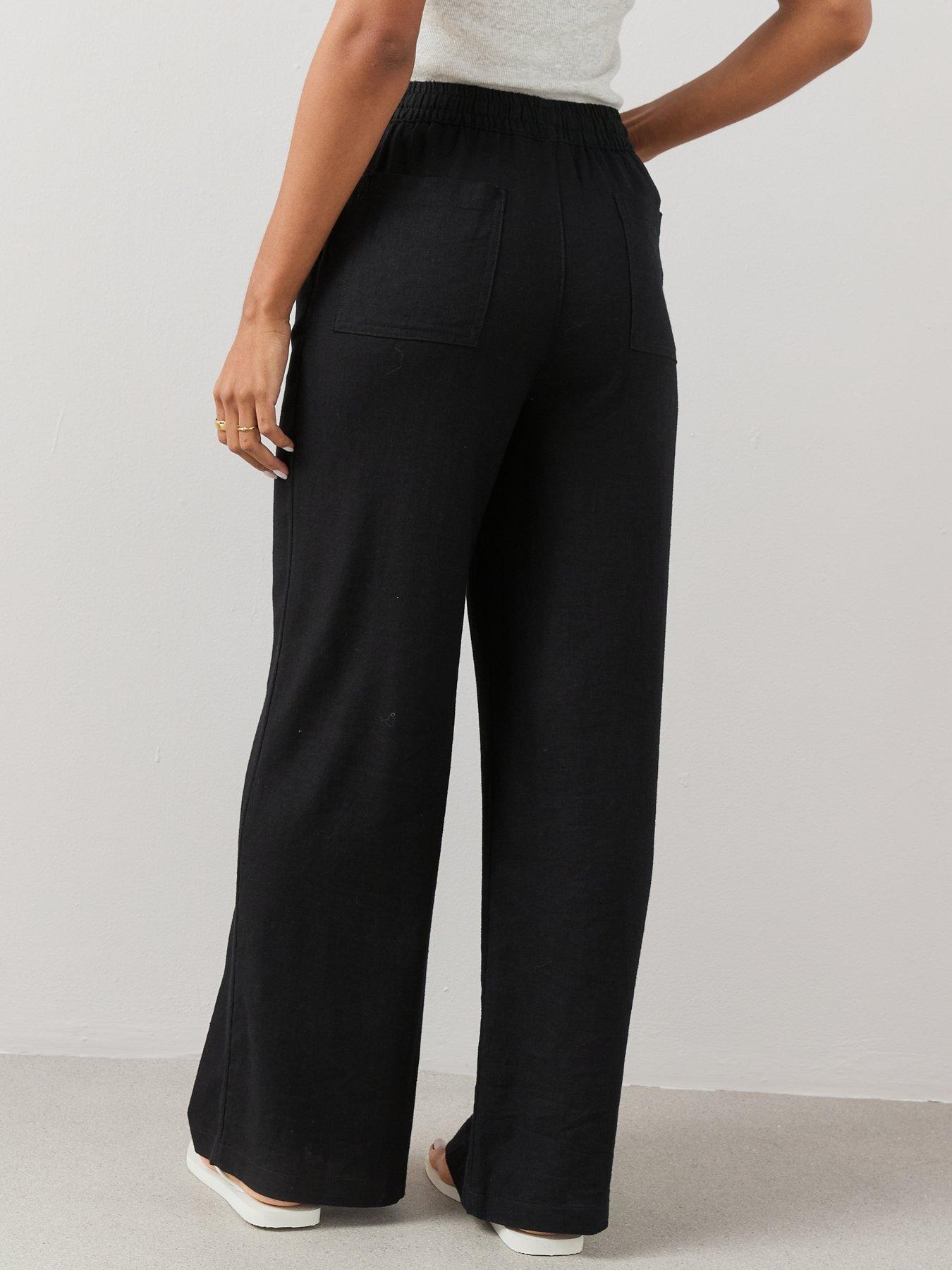 Image 2 of 7 of The Very Collection Linen Blend Wide Leg Trouser - Black