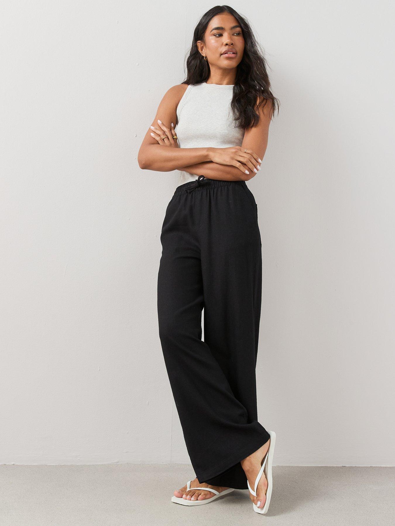 Image 3 of 7 of The Very Collection Linen Blend Wide Leg Trouser - Black