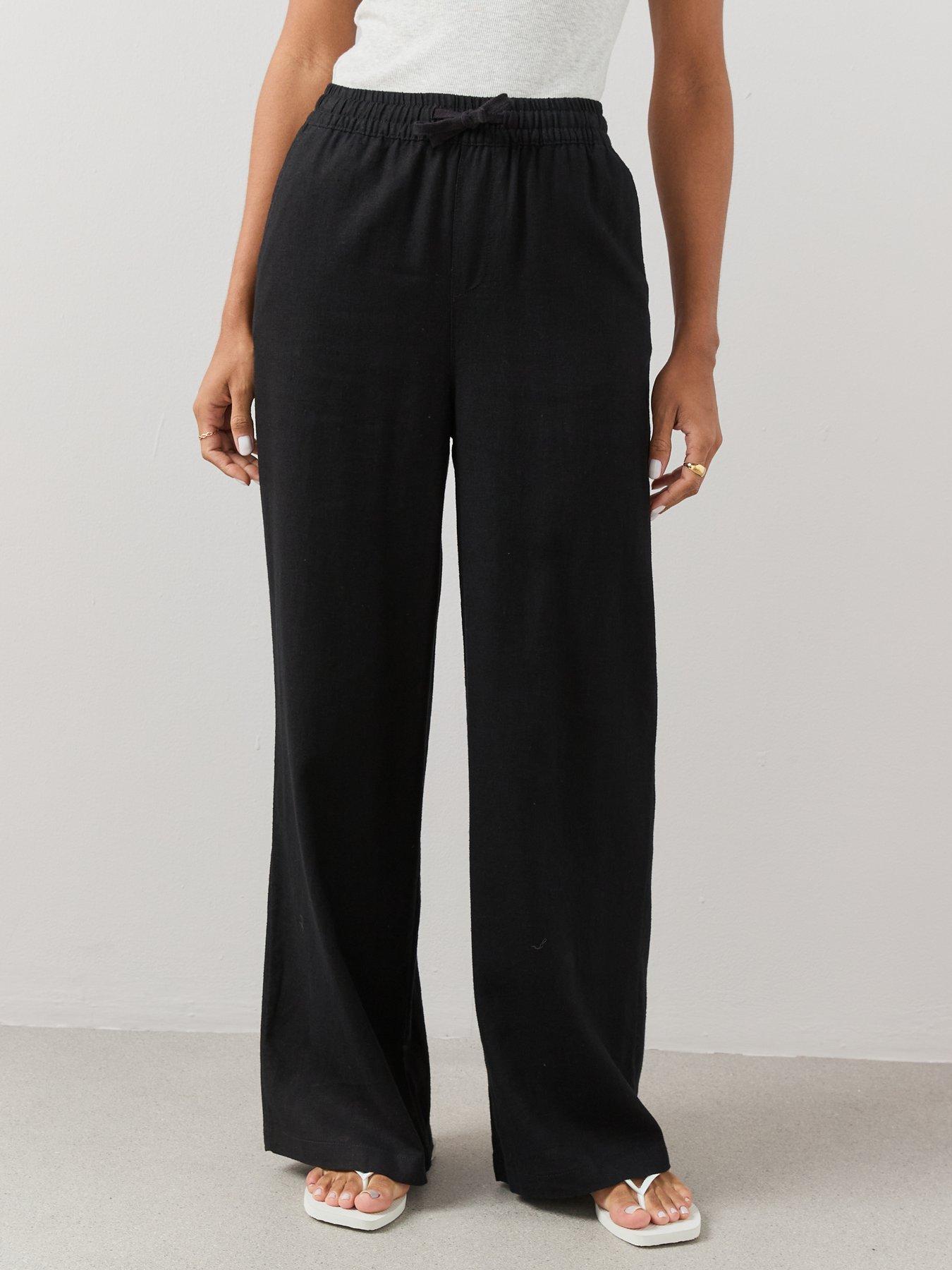Image 4 of 7 of The Very Collection Linen Blend Wide Leg Trouser - Black