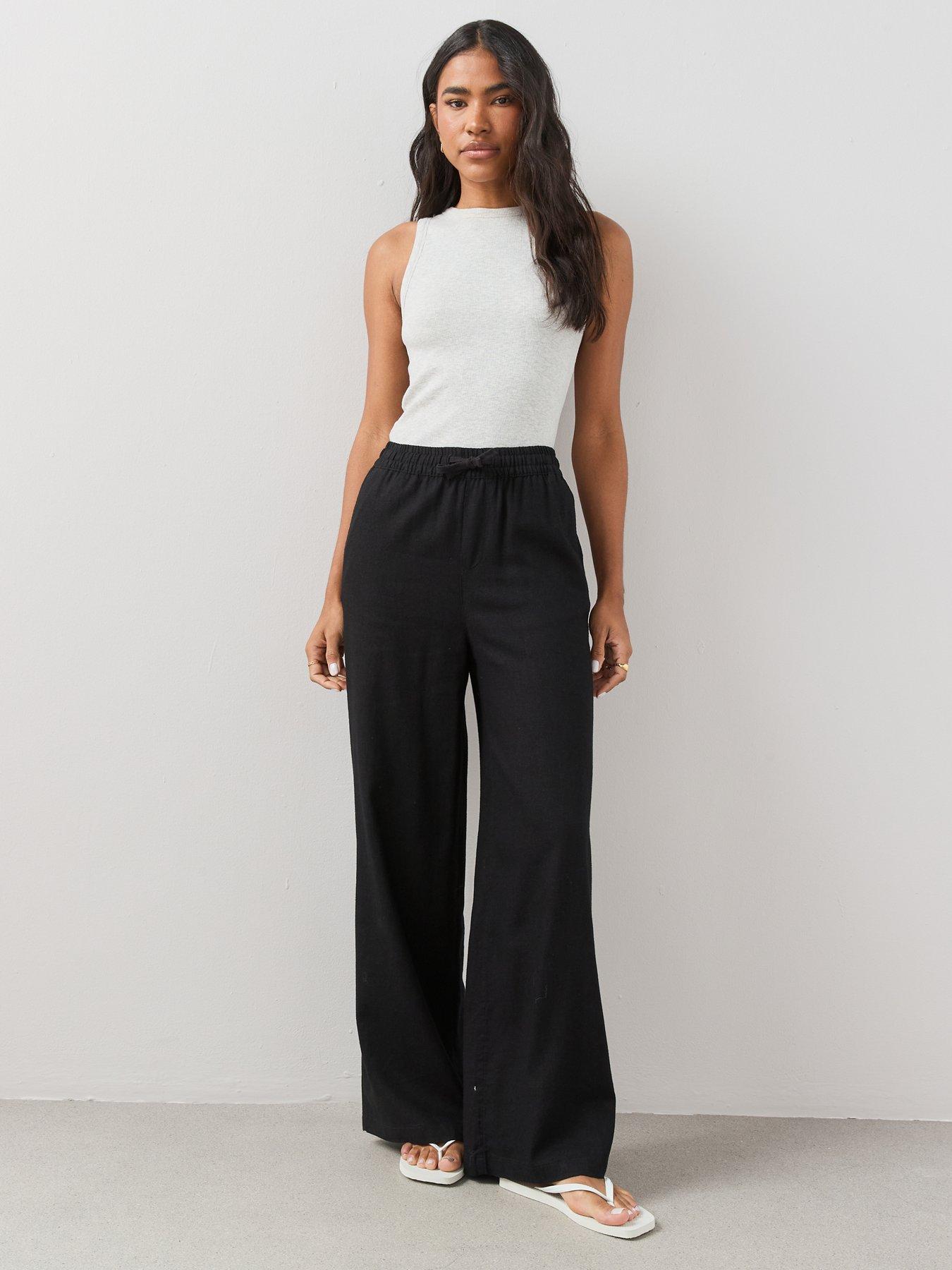 Image 5 of 7 of The Very Collection Linen Blend Wide Leg Trouser - Black