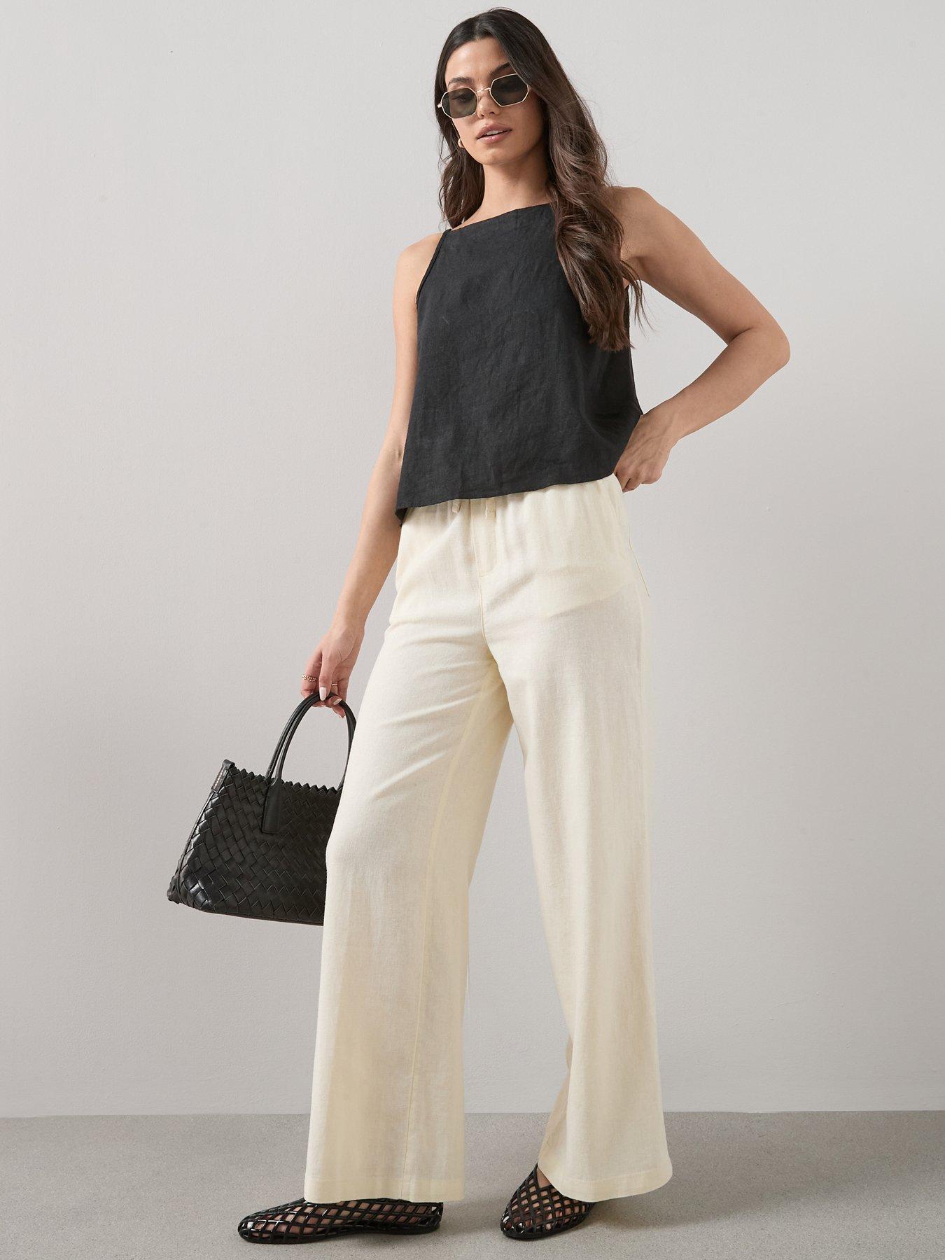 The Very Collection Linen Blend Wide Leg Trouser - Yellow