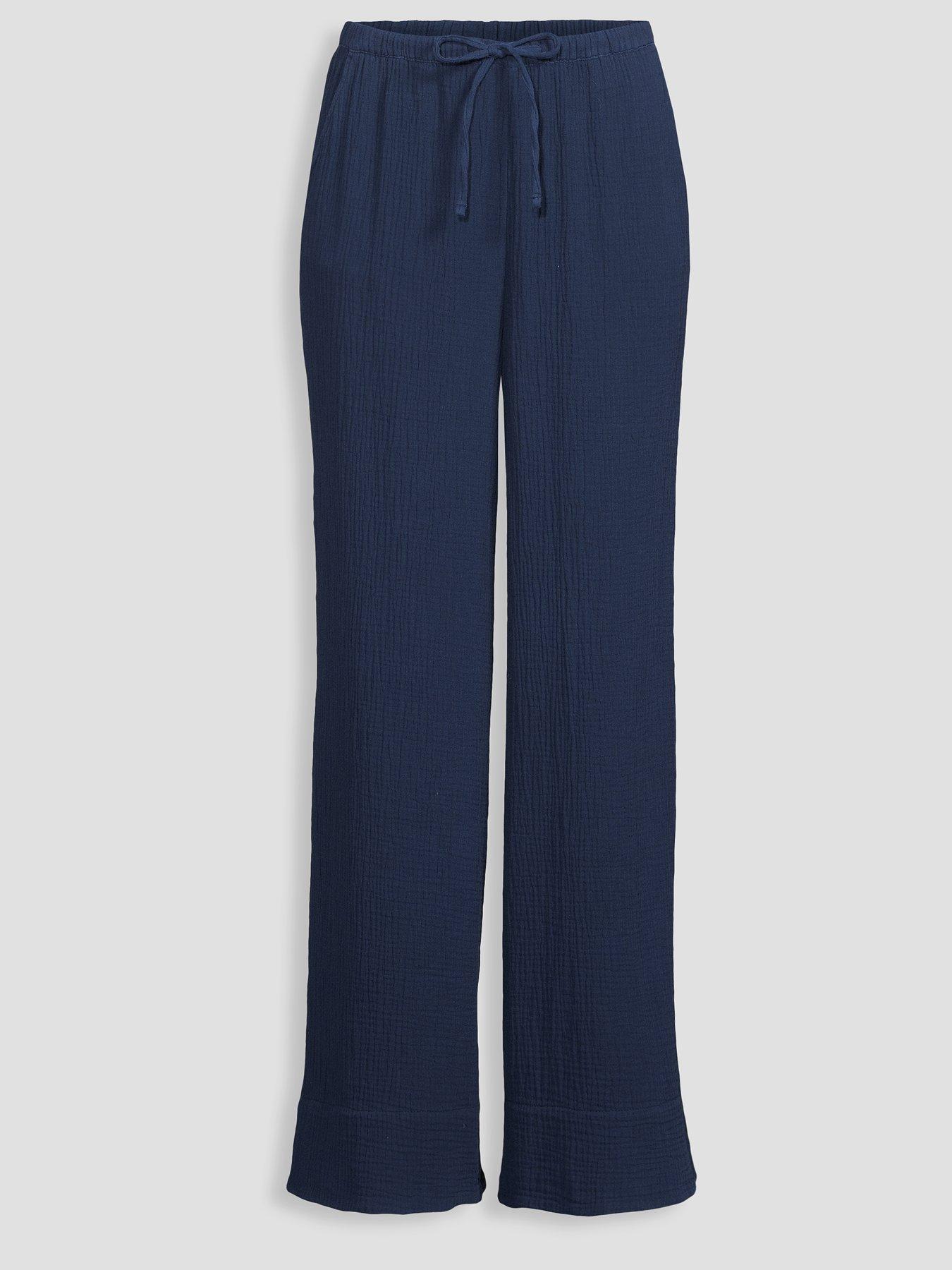 Image 7 of 7 of The Very Collection Crinkle Wide Leg Trouser - Blue
