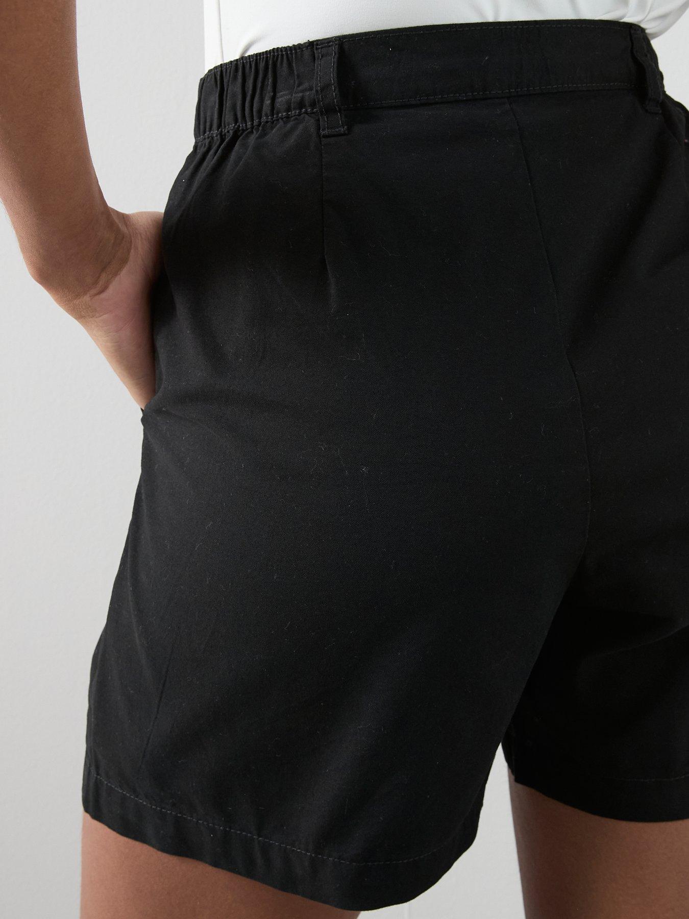 Image 5 of 6 of The Very Collection Cotton Pleat Top Shorts - Black