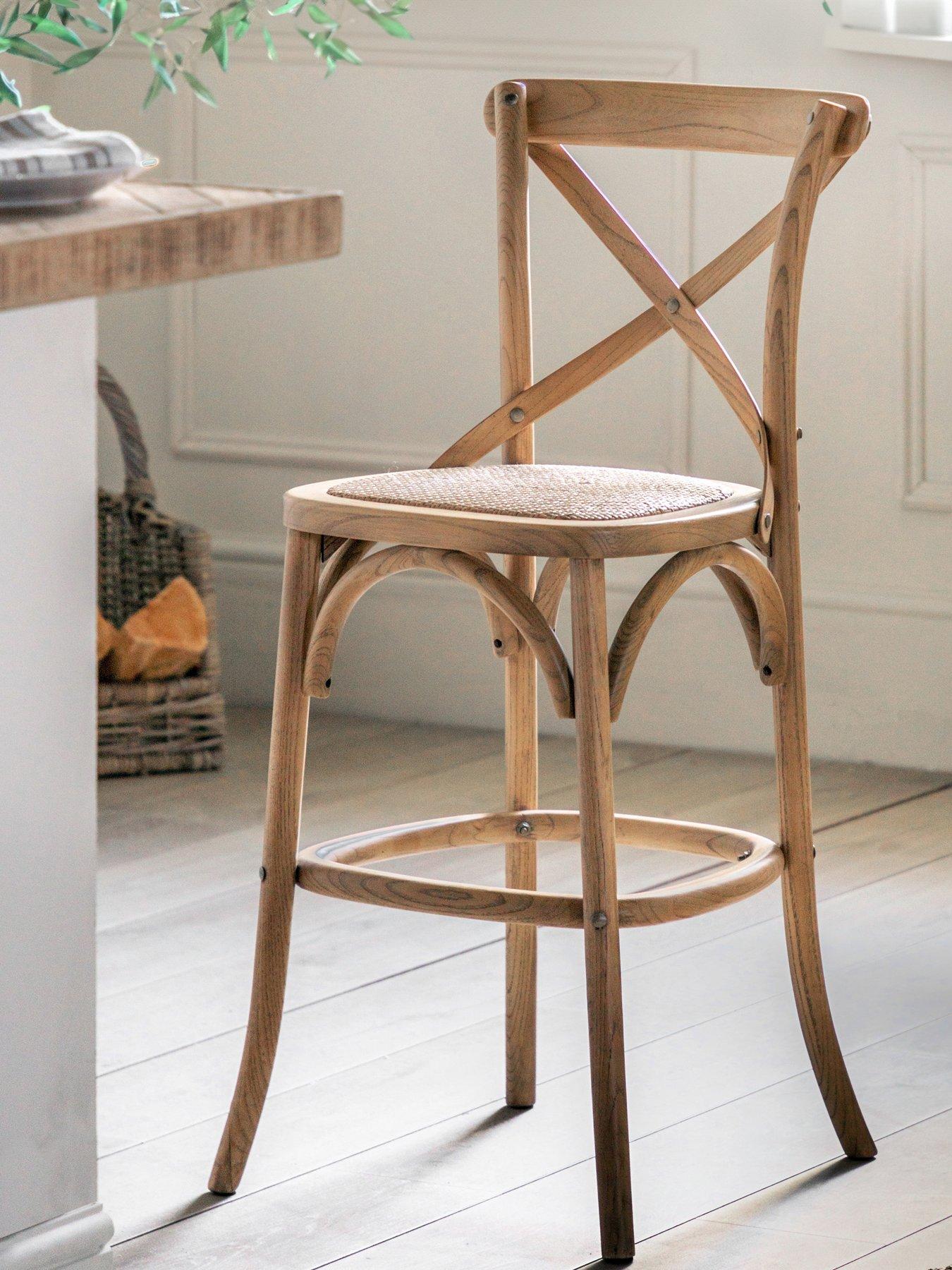 undefined Set Of 2 Cafe Stool Oak & Rattan