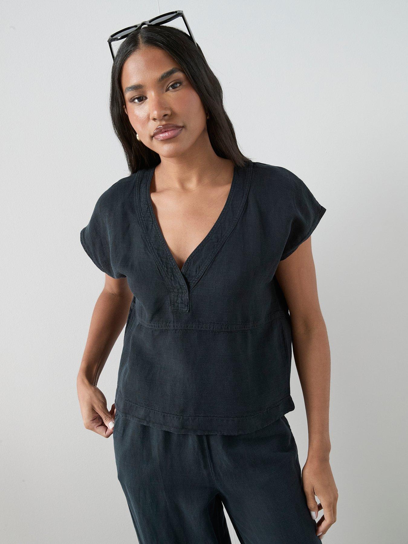 The Very Collection Lyocell Linen Tunic Co-Ord - Black