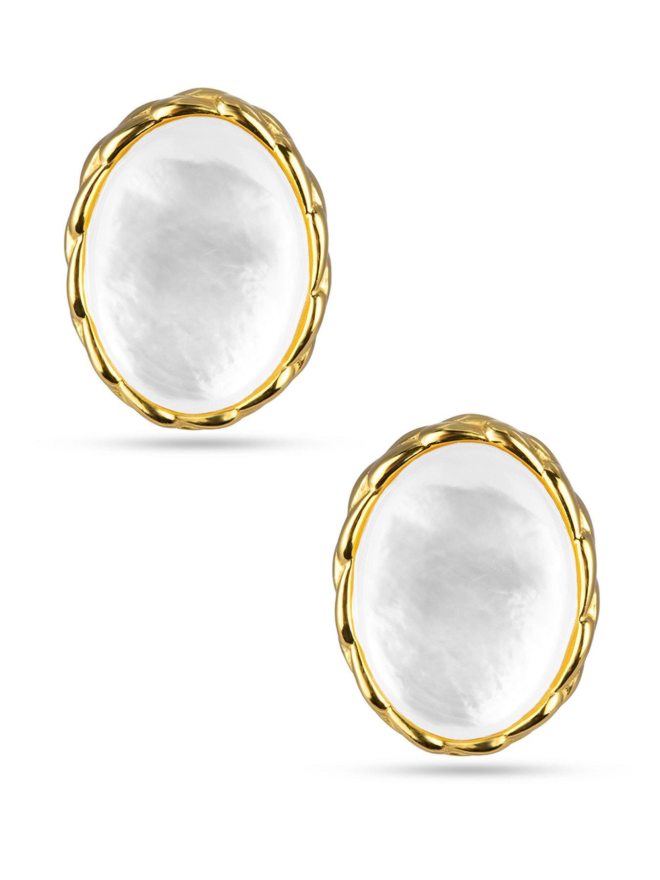 The Love Collection Gold Plated Sterling Silver Mother of Pearl Studs