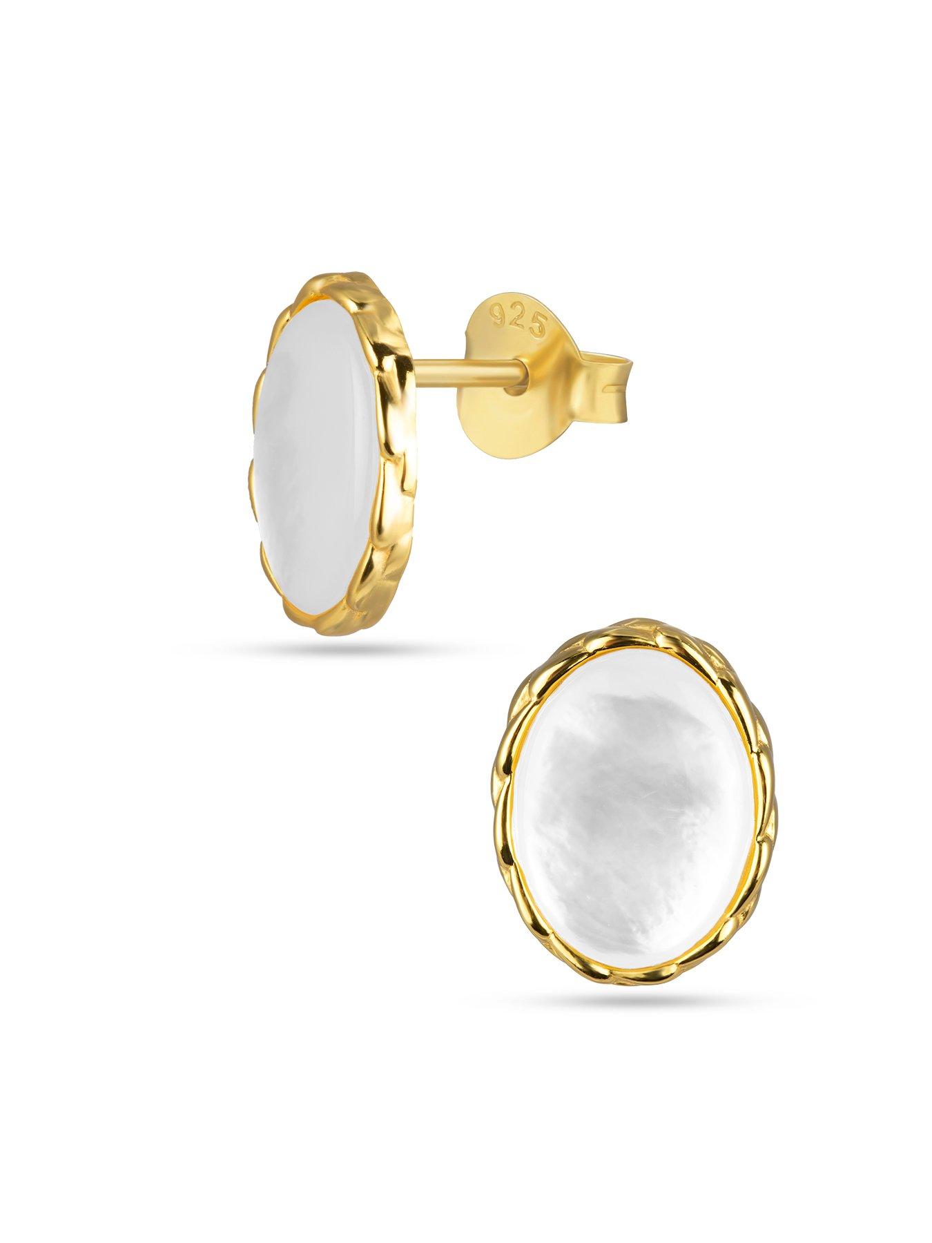  image of the-love-collection-gold-plated-sterling-silver-mother-of-pearl-studs
