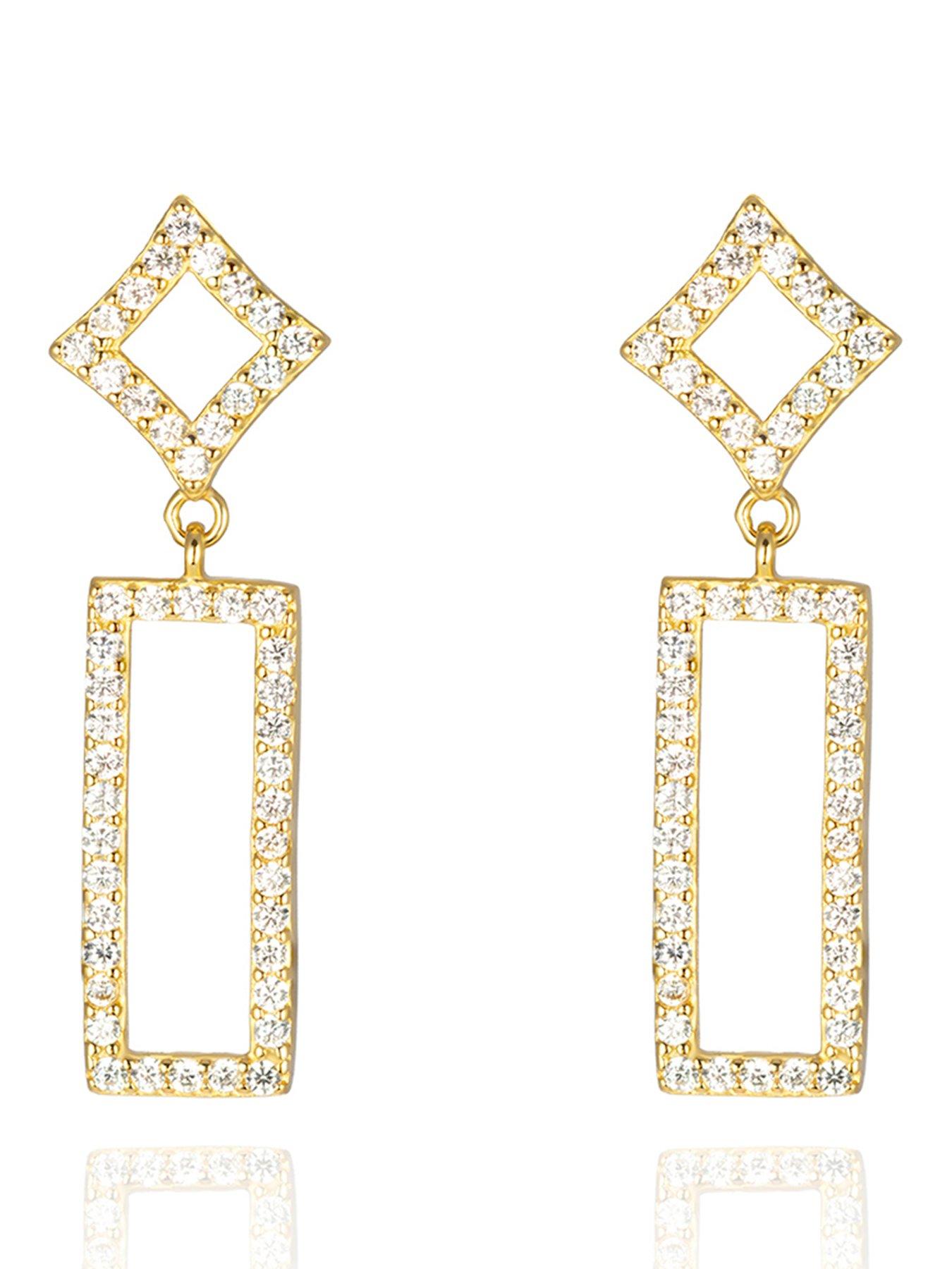The Love Collection Gold Plated Sterling Silver Open Pave CZ Droppers